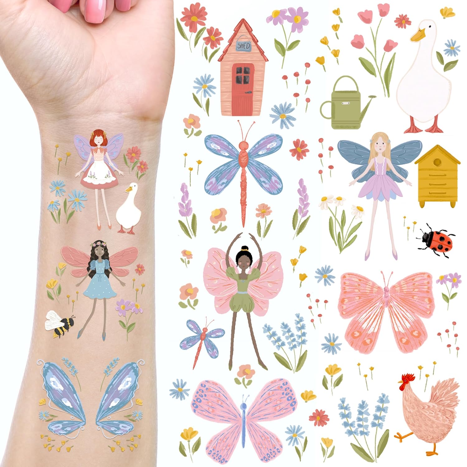 Cheerland Fairy Tattoos - Floral & Butterfly Party Decor