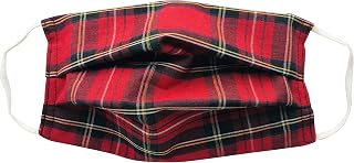 ComfyMasky Unisex Red Tartan Economy Pleated Cotton Face Mask