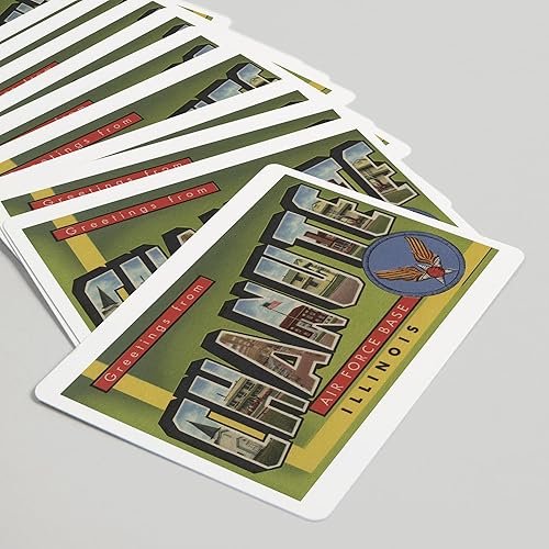 Miniatura 5 de Illinois, base de la Fuerza Aérea Chanute, escenas de letras grandes (52 cartas de juego, baraja de cartas de tamaño póquer con comodines)