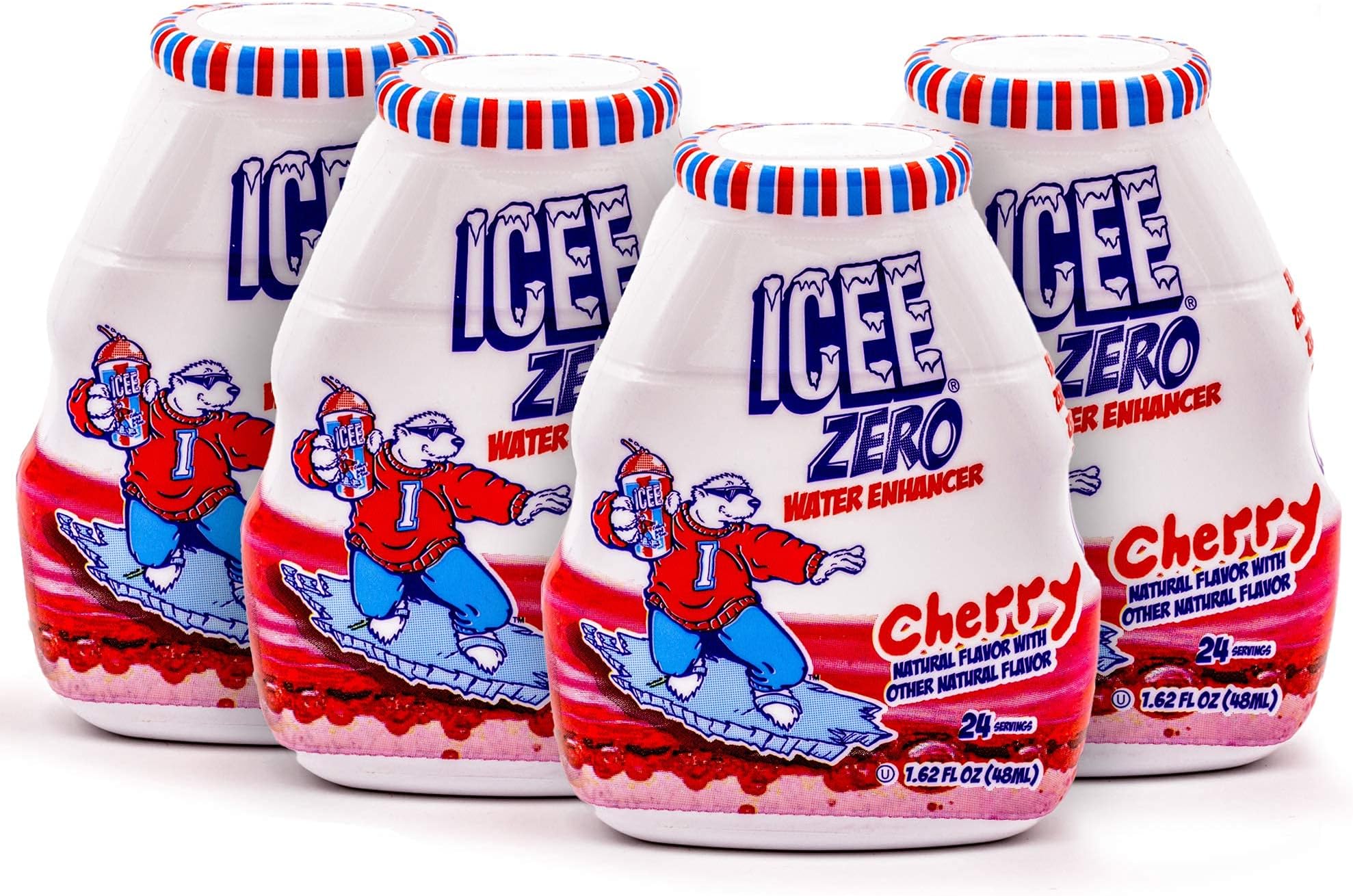 ICEE Zero Calorie Cherry Liquid Water Enhancer Drink Mix, Natural Flavor Drops, Sugar Free, 1.62 Fl Oz Concentrate (48 ml) - 4 Pack