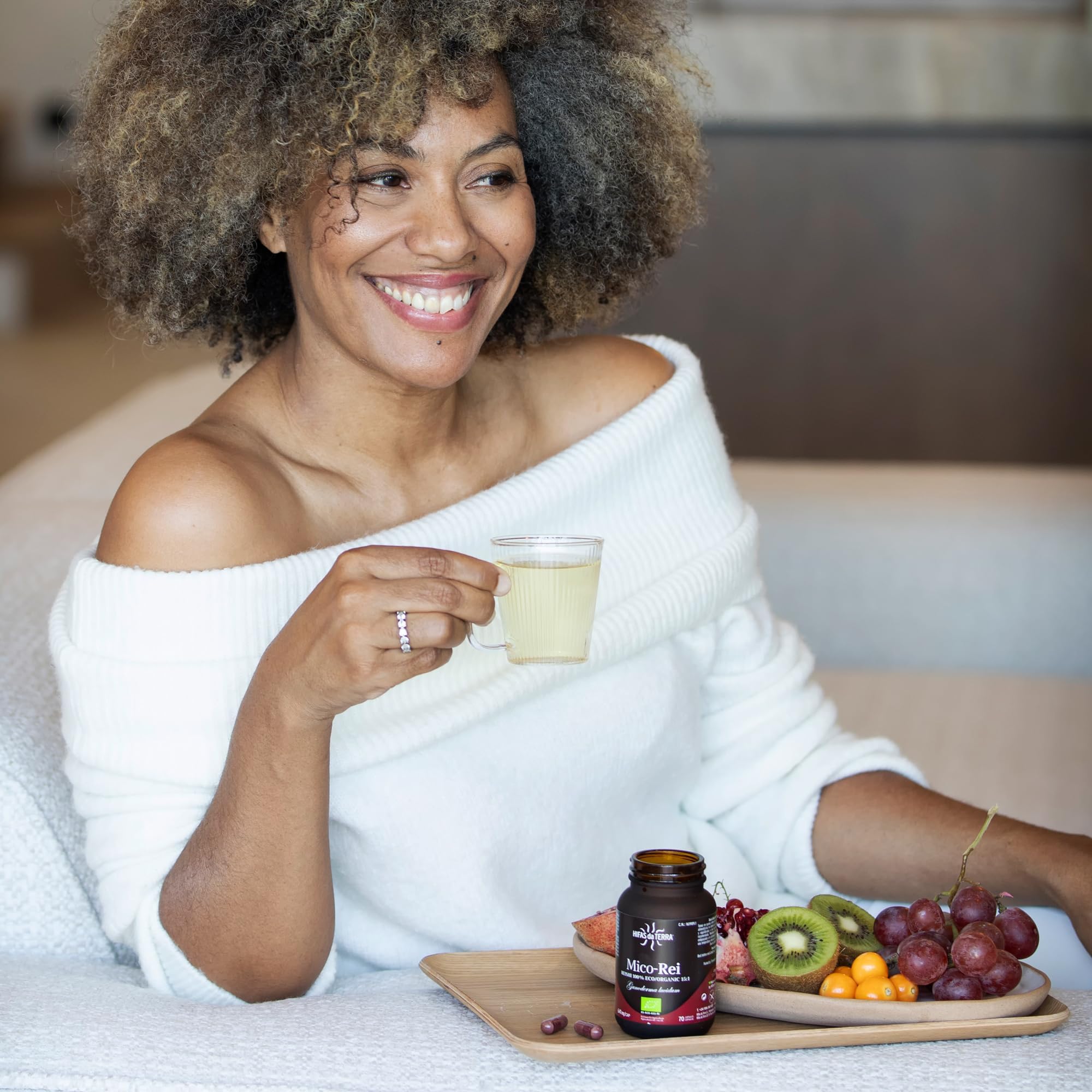 HIFAS DA TERRA - Mico-Rei Extracto Puro de Reishi (Ganoderma lucidum) extracto puro + Vitamina C natural - Extracto de Hongos - Defensas, Circulación y Bienestar Integral - Refill 60 Cápsulas
