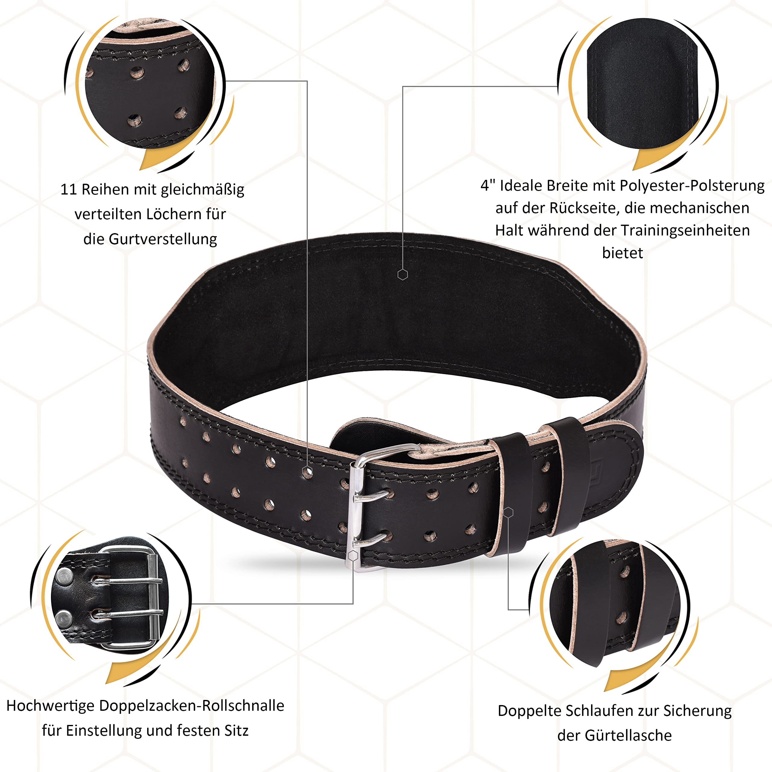 AQF Gewichthebergürtel Leder Kuhhaut Kraftraining Gürtel, Lendenwirbelstütze Gürtel Mit Wildlederfutter Stahl Schnalle Trainingsgürtel, Bodybuilding Gürtel Herren Damen