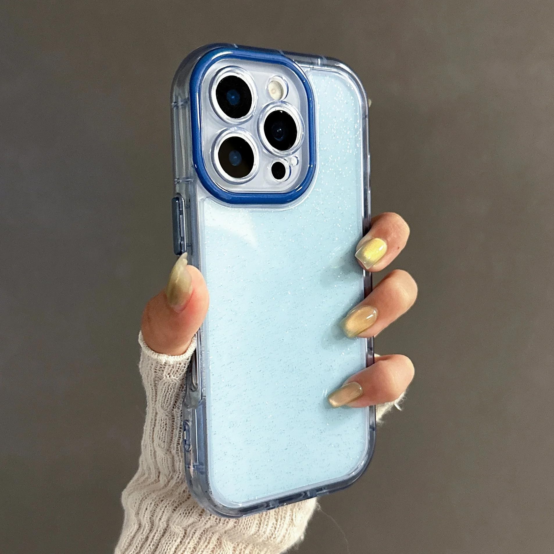 Coque transparente à paillettes iPhone 14 Pro étui bleu antichoc - 6