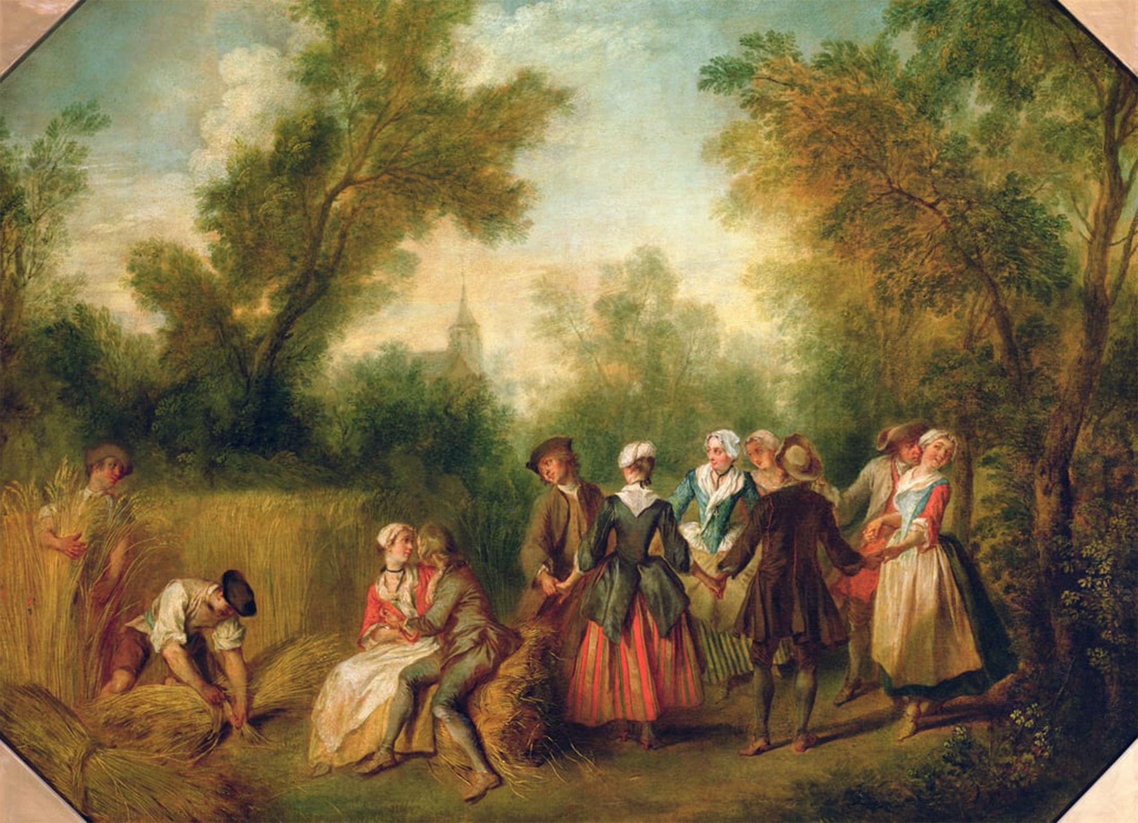 ARTXLXXBN Famous Print Painting Colorful Art Print Summer or the Dance by Nicolas Lancret Canvas Art Decorations for Home Decor 60x90cm