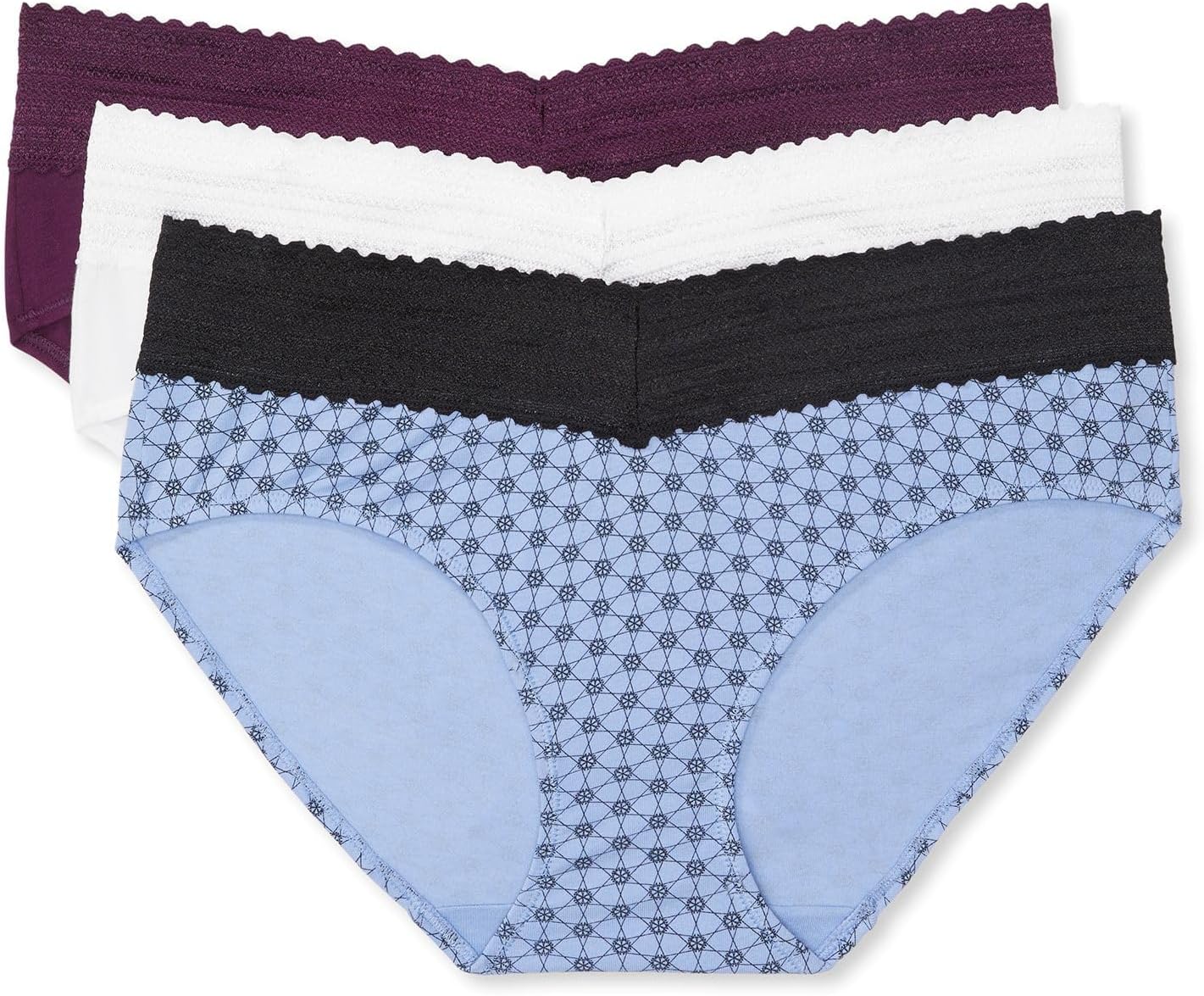 Warner's Women's Blissful Benefits Dig-Free Comfort Waist with Lace Cotton Hipster 3-Pack Ru2263w