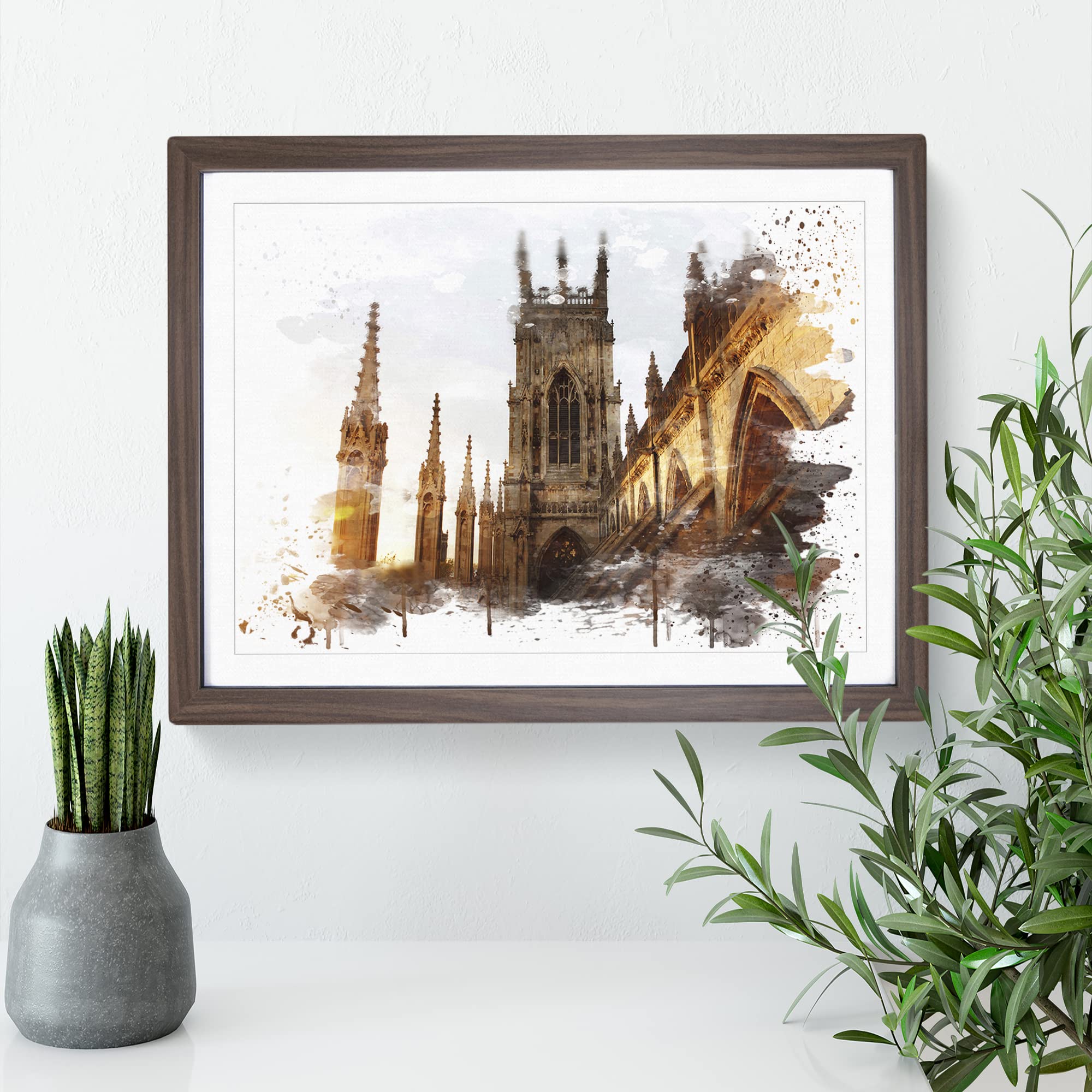 York Minster Sunset V3 Modern Framed Wall Art Print, Ready to Hang Picture for Living Room Bedroom Home Office Décor - Image 3
