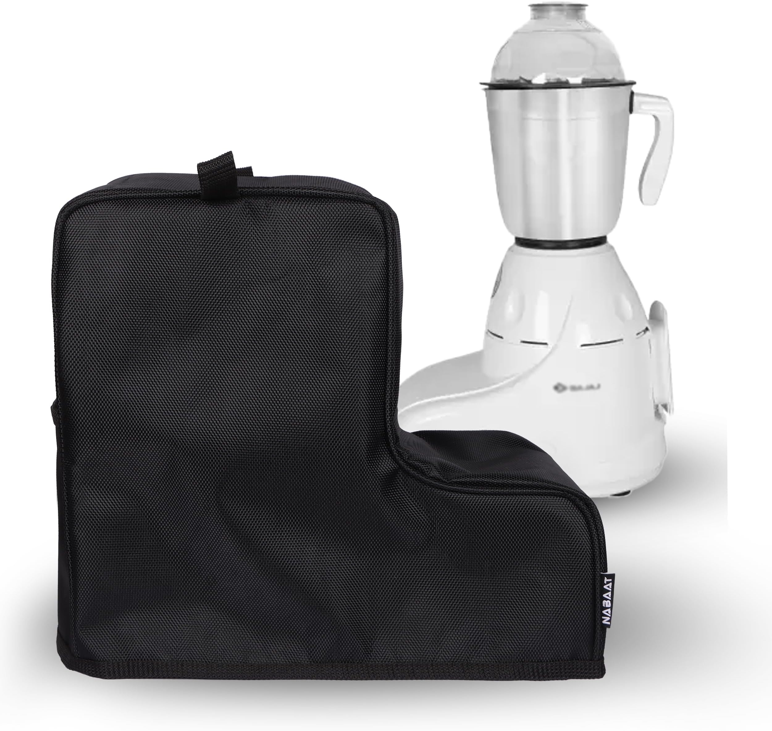 Nabaat Pvc Polyester Waterproof Dust Cover For 'L' Type Mixer Grinders For Kitchen Table Top Standard Size With Pocket,Black(13"X 8"X 12")