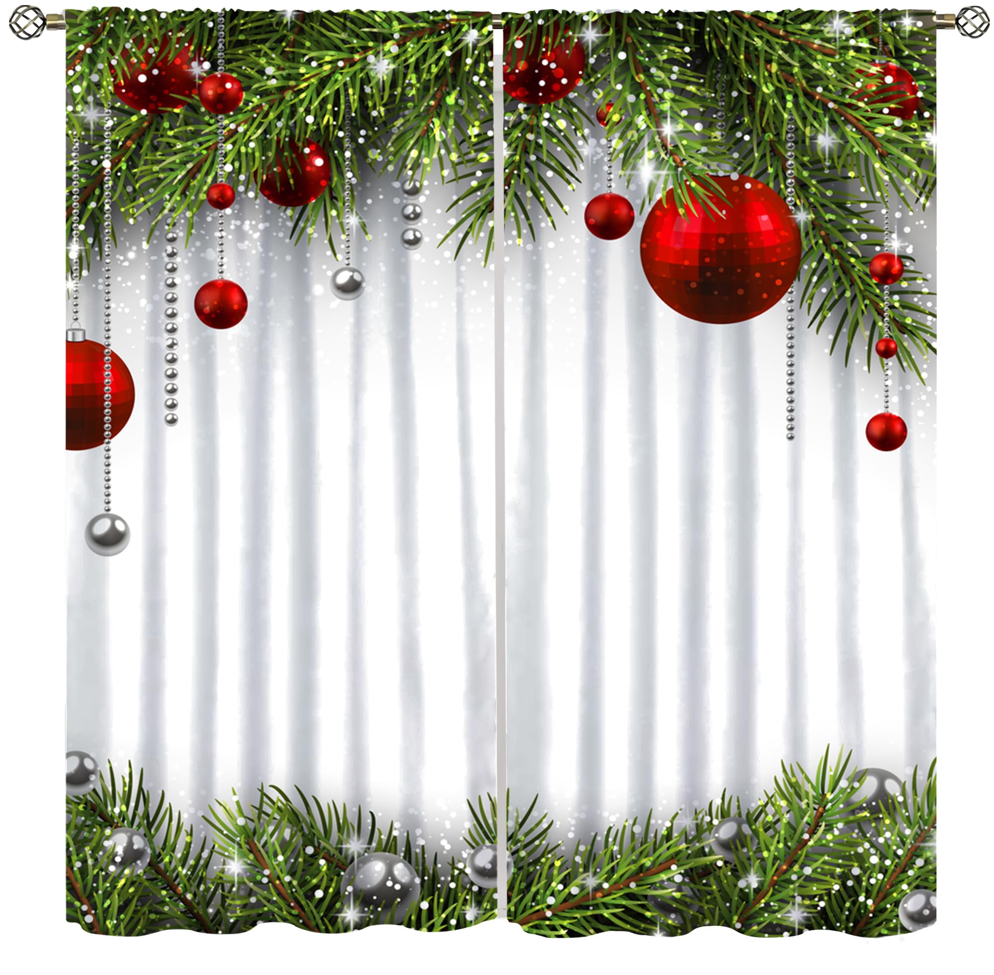ICMOLYYENLO Winter Snowman & Snowflake Rod Pocket Curtains - Bedroom & Living Room Christmas Decoration - New Year Gift - 42x45 Inch Decor - 2 Piece