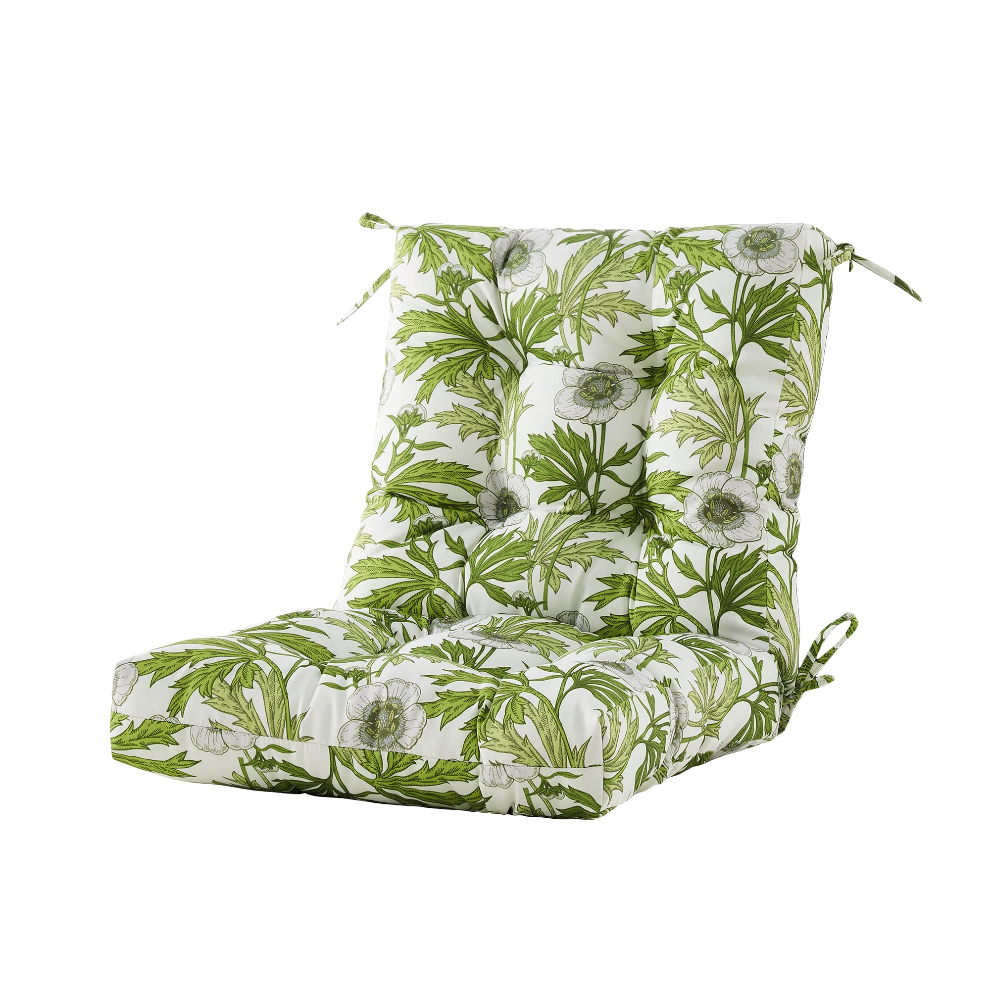 ARTPLAN Patio Chair Cushions Combined Seat and Back,Tufted Outdoor Swivel Chair Cushion with Tie,40"x20"x4"，1 Piece,Floral,Yellow