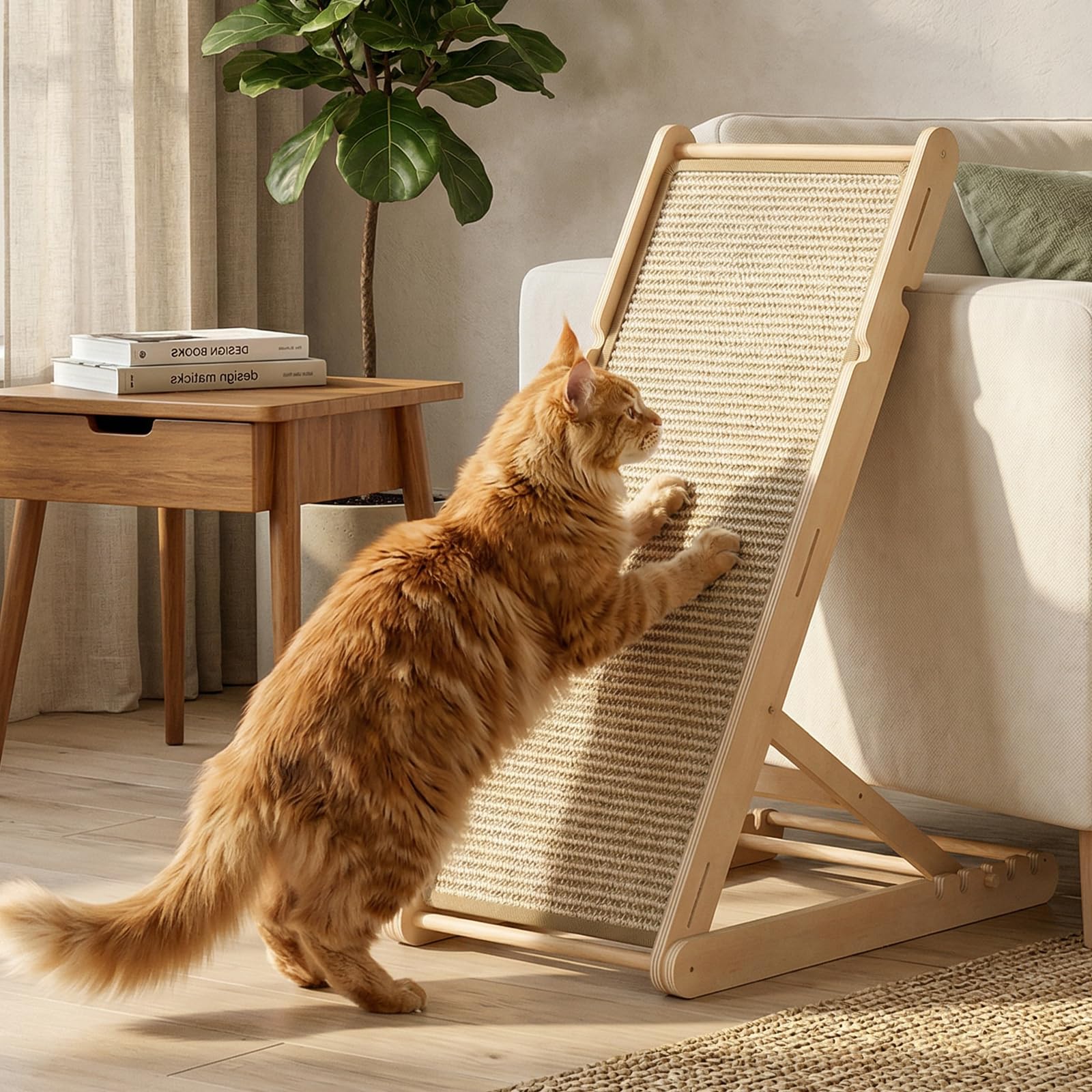 X XBEN Kratzbrett für Katzen, 80CM Hohe L-Förmige Kratzbaum zur Krallenpflege, Kratzbrett Große Katzen XXL, Katze Kratzer aus Natürliche Sisal Pad, Klappbar Kratzmöbel für Katzen Spielen, Entspannen