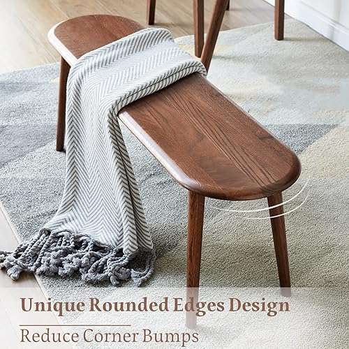 Miniatura 5 de Banco de madera de roble 100% certificado FAS, banco de entrada de esquina redondeada, banco de comedor moderno para entrada, dormitorio, comedor,