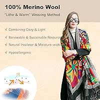 Vista 105 de DANA XU Manta de pashmina extragrande 100% de lana merina, bufanda de viaje, bufanda de cachemira para mujer, otoño e invierno, chal de gran