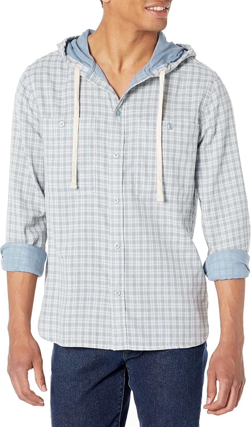 Vince Men's Desert Side Plaid Hooded L/S