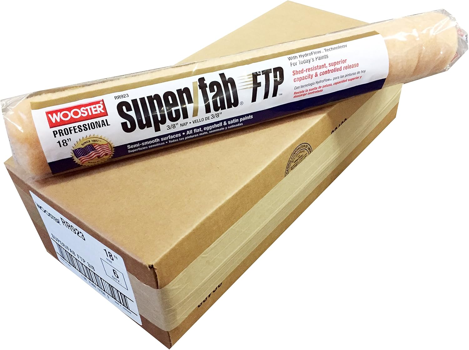 Wooster Brush RR923 18 inch Super/Fab FTP 3/8 inch Nap Roller Cover - Pack of 6