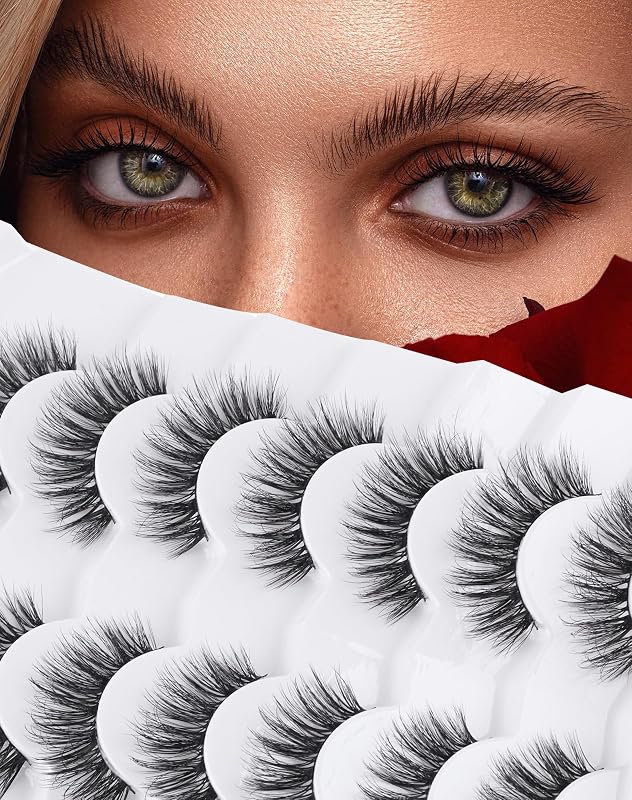 Cílios postiços Jiocolor 14 mm, estilo natural, fibra sintética 3D, pacote com 7 pares