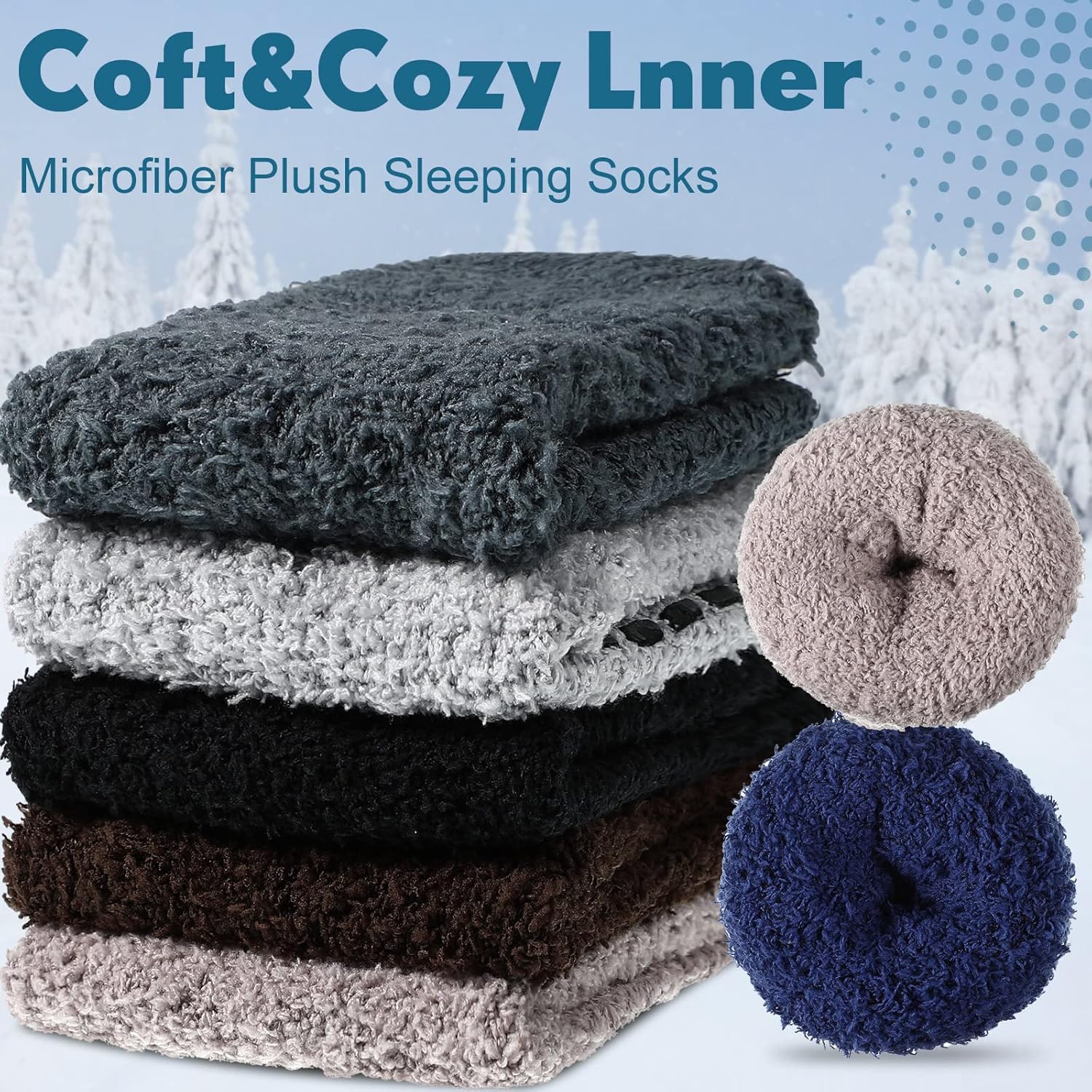 JaGely 21 Pairs Men Fuzzy Sock Bulk Winter Cozy Slipper Sock with Microfiber Plush Sleeping Non Slip Socks Yoga Gift - Image 3
