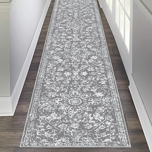 Miniatura 2 de Pauwer Alfombra de pasillo floral vintage, antideslizante, no desprende pelusa, suave, lavable a máquina, alfombra de piso de pelo bajo para