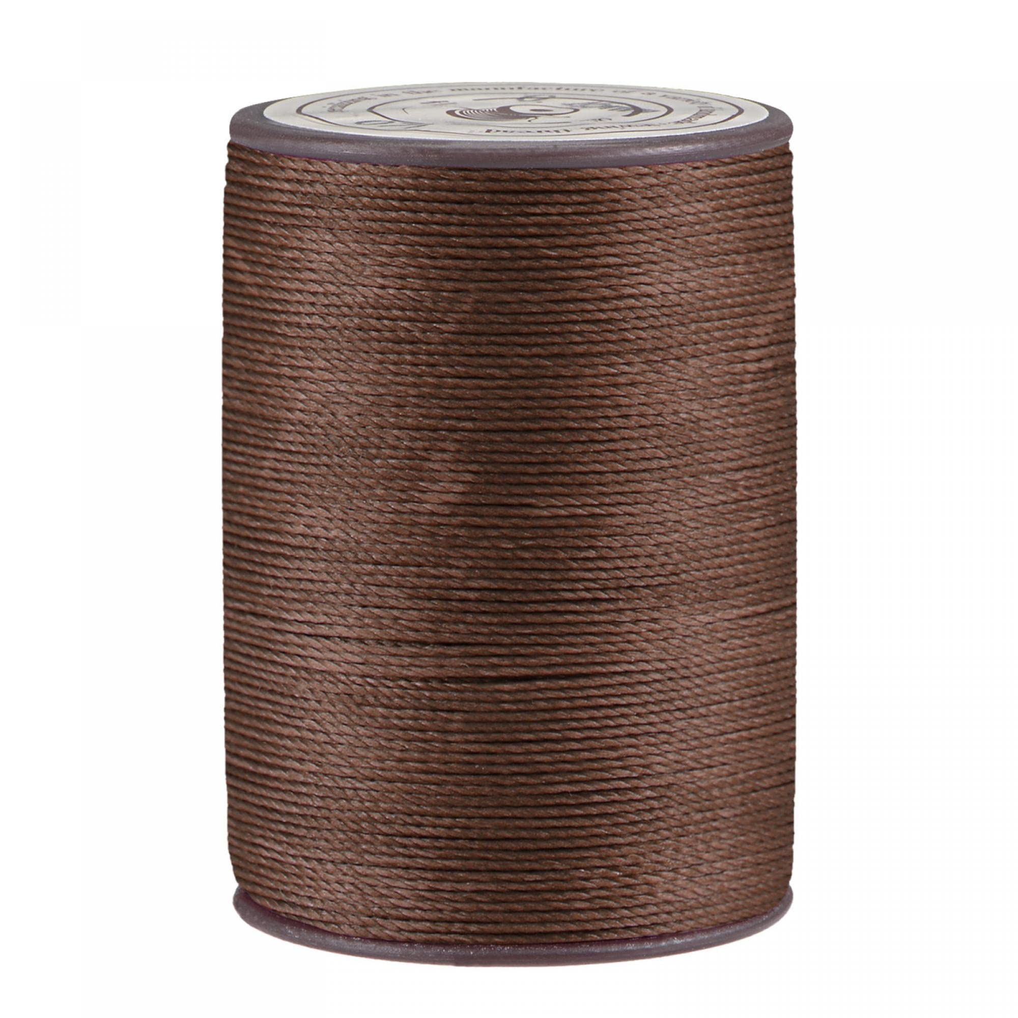sourcing map Thin Waxed Thread 93 Yards 0.65mm Dia Polyester Wax-Coated String Cord for Machine Sewing Embroidery Hand Quilting Weaving, Coffee