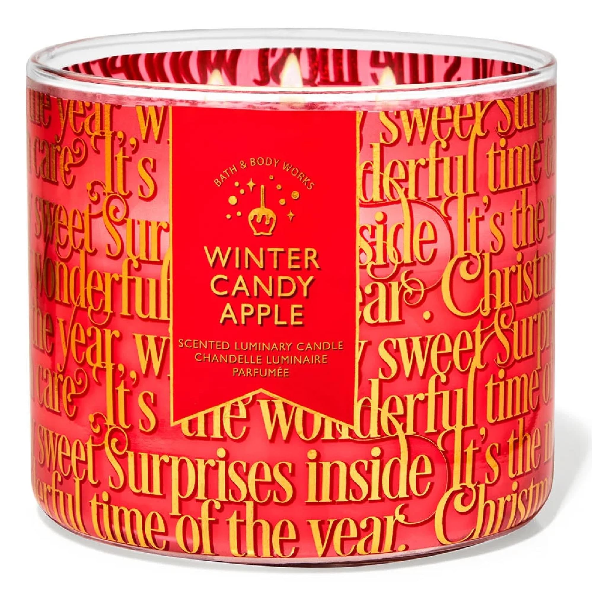 Socialskn Red Winter Candy Apple 3-Wick Candle 14.5 Oz / 411 G ( Apples, Crisp Pears And Candied Oranges)