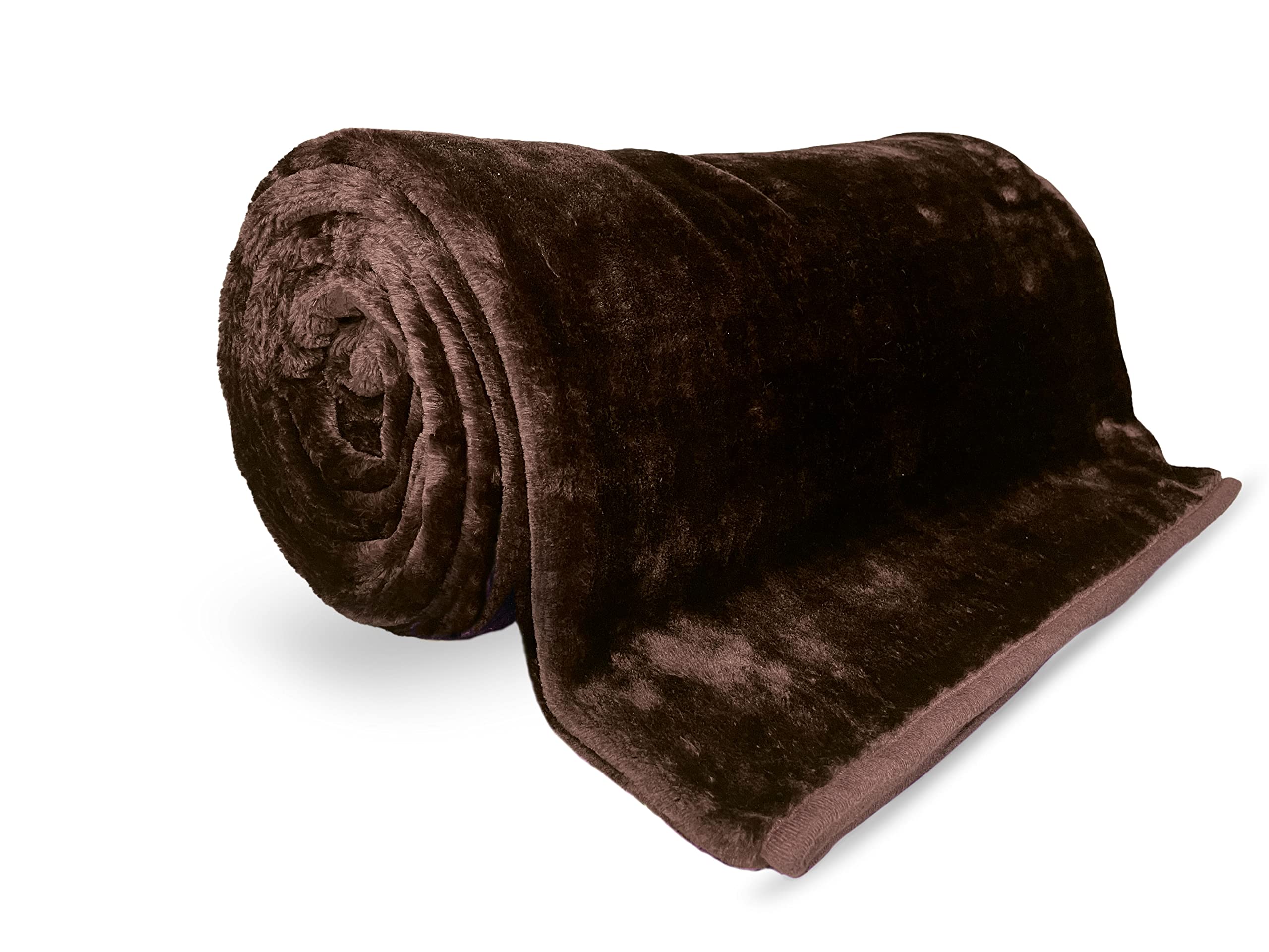 Bear&Panda Cosy Faux Fur Mink Throw Blankets Silver Grey Travel Size - Super Soft Fluffy Warm Solid Bed Throws for Sofas Blanket 150x200cm Flannel Fleece (Chocolate, King 200 x 240 cm)