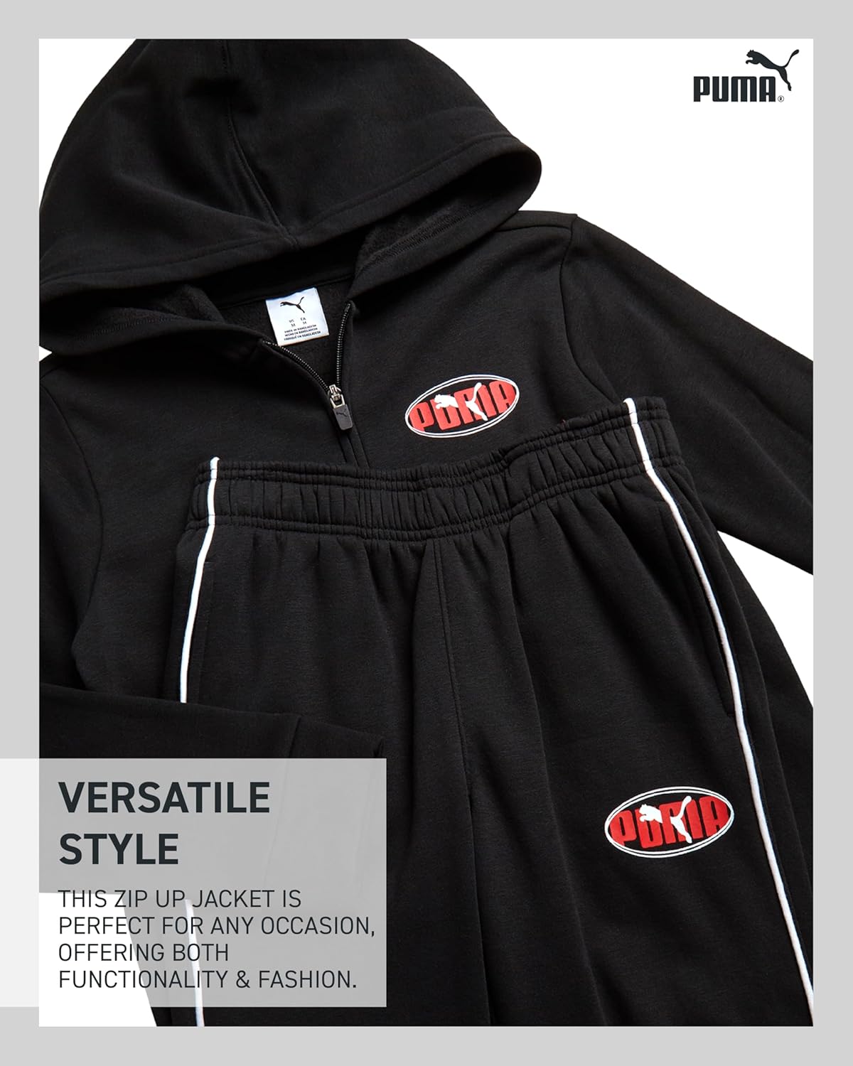 PUMA Boys Tracksuit Set - 2 Piece Fleece Zip Up Hoodie Sweatshirt and Athletic Joggers Sweatpants For Boys Set (Sizes: 8-16) - Image 3