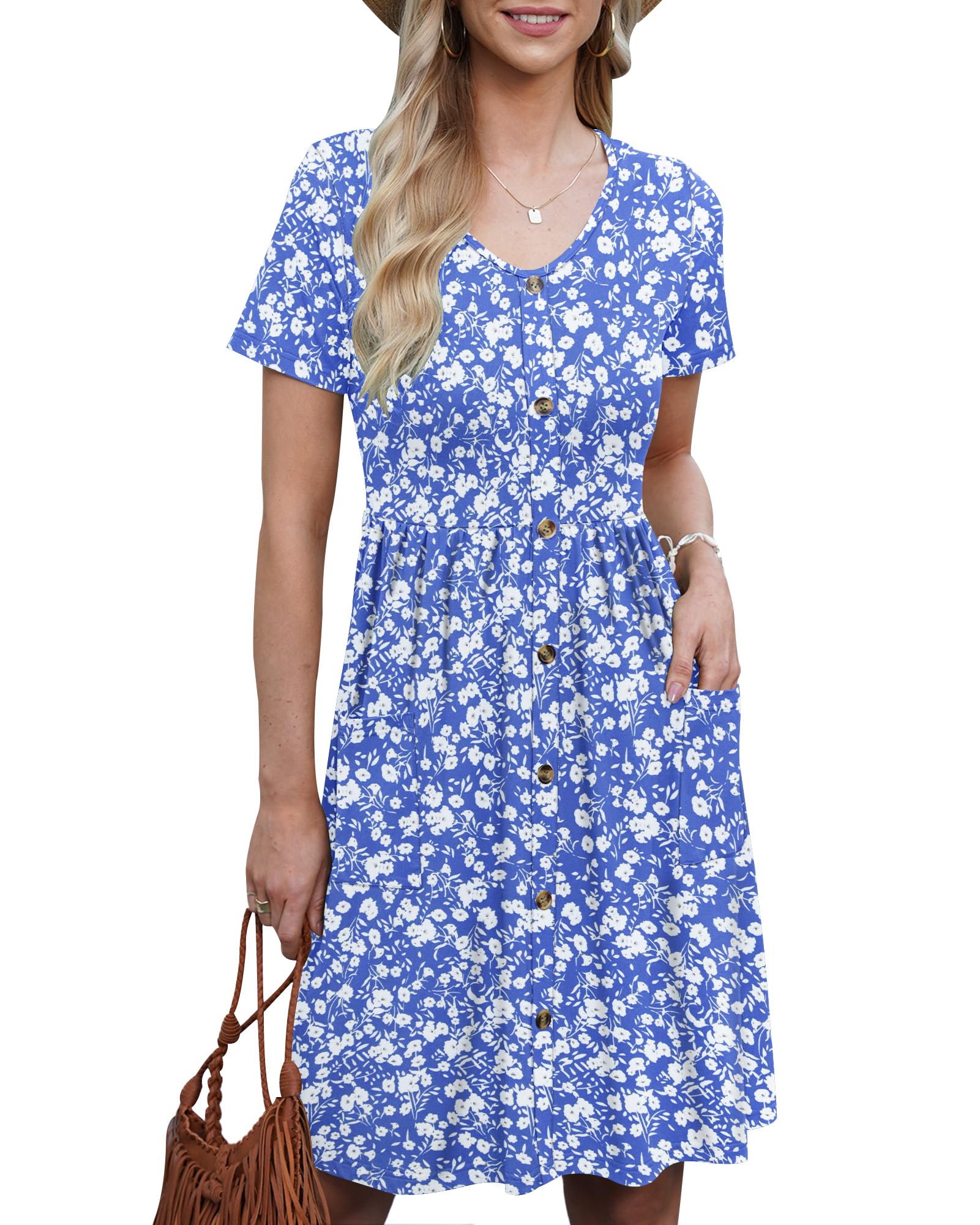 AUSELILY Vestidos de Verano para Mujer Vestidos Casuales de Manga Corta