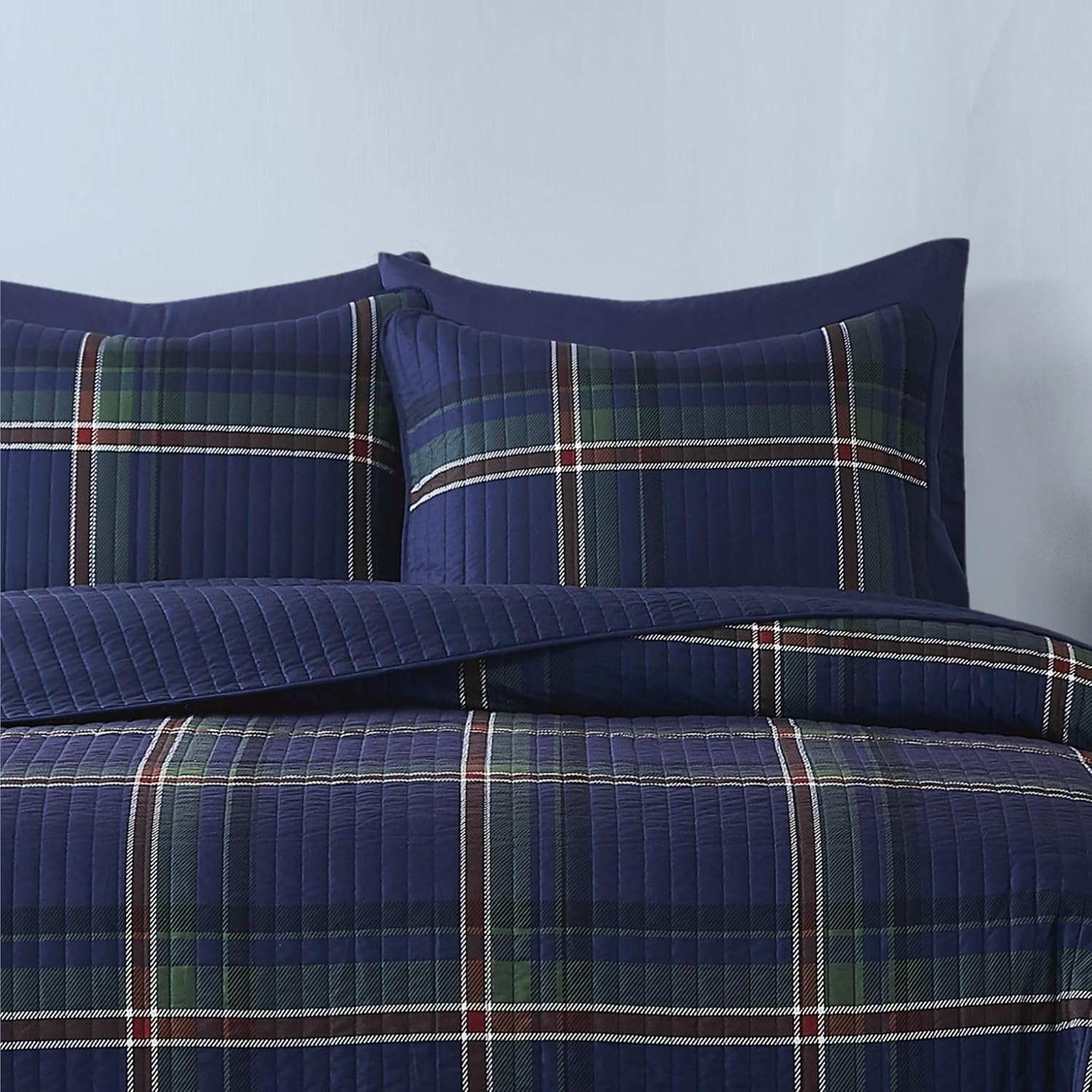 TRULY SOFT Bronson Plaid Quilt Set Multiple Polyester 3-Piece Full/Queen Quilt Set, Plaid Themed, for Men and Women, Oeko-TEX Certified Confidence