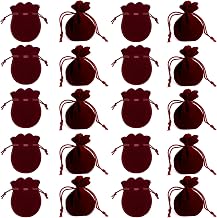 XCSJ 20 x Velvet Jewellery Pouches with Drawstring – Portable and Durable Packaging for Gifts, Parties, Wedding Favors, 9 x 7 cm (Red Wine)