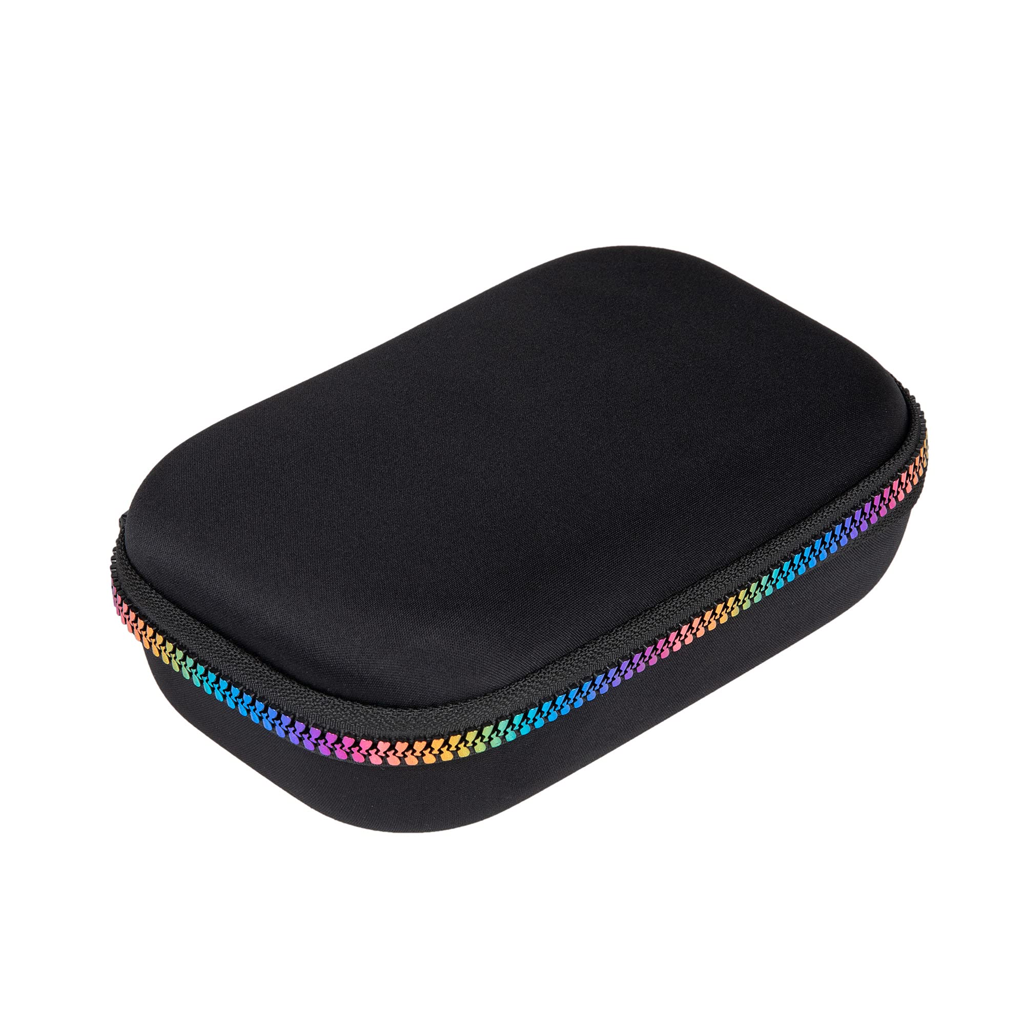 ZipitColorz Pencil Box for Girls & Boys, Holds Up to 60 Pens, Sturdy Storage Container for School and Office Supplies, Secure Zipper Closure (Black & Rainbow)