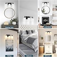 Vista 7 de 3-Light Bathroom Vanity Light Fixtures Over Mirror, Rustproof Vanity Lights for Bathroom, Modern Black Bathroom Lights Wall Mount with Milky White