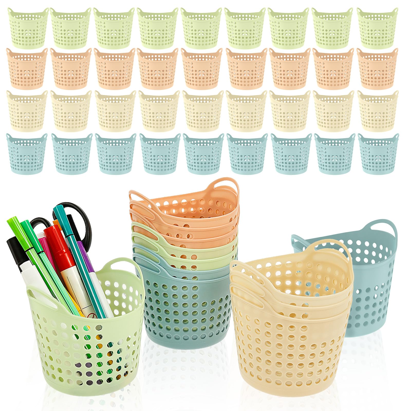 LuLobtg 48 Pcs Pencil Holder Assorted Color Mini Debris Basket Storage Multi-function Desk Storage Organizer for Office Home Classroom Makeup Brush Storages Supplies