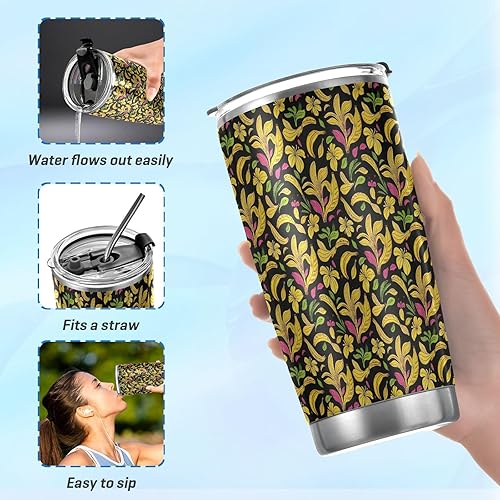 Miniatura 6 de Tazas de acero inoxidable con tapas y tapa de pajilla, a prueba de derrames, a prueba de fugas, para gimnasio, vaso de paja moderno de 20 onzas,