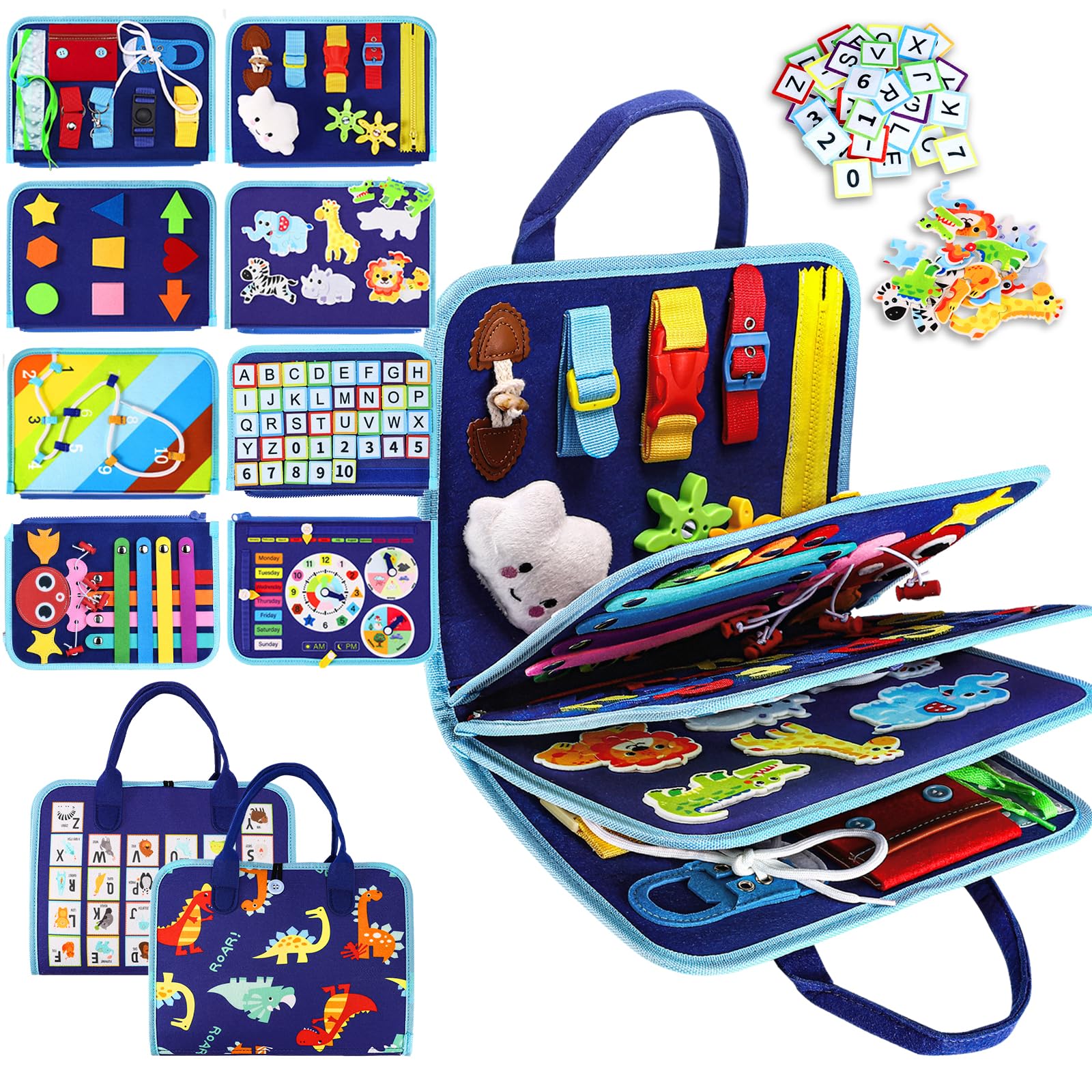 Esjay Busy Board for Toddlers, Montessori Toys for Boys, Sensory Board Toy Educational Activities for Fine Motor Skills Learning, Birthday Gifts for Boys Toddler, Toys for Travel Airplane Car