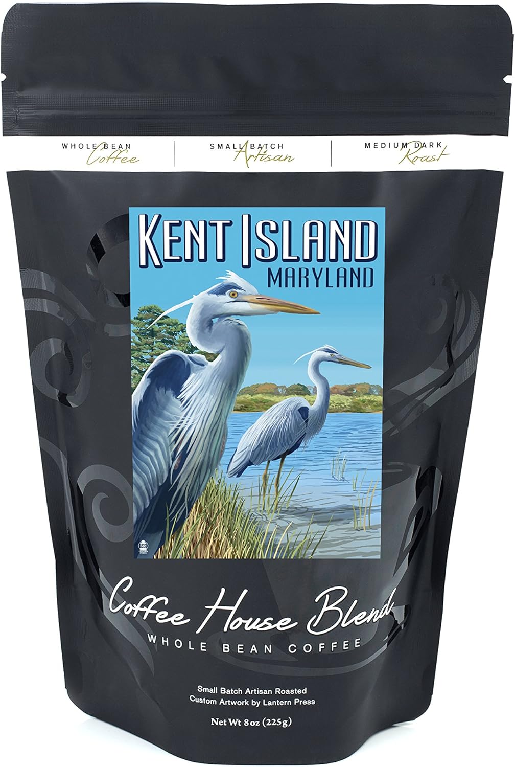 Blue Heron Kent Island Maryland 8oz Whole Bean Small Batch Artisan Coffee Bold Strong Medium Dark Roast W Artwork Amazon Co Uk Grocery