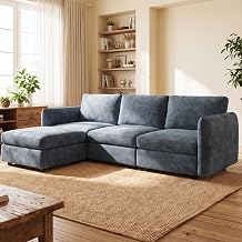 Guyii Oversized 4-Piece Sectional Sofa, Modern 4-Seater Sofa with Storage Ottoman, Modular L Shaped Couch, Convertible Sectional Sleeper Sofa for Living Room, Home 4 Seat Sofa