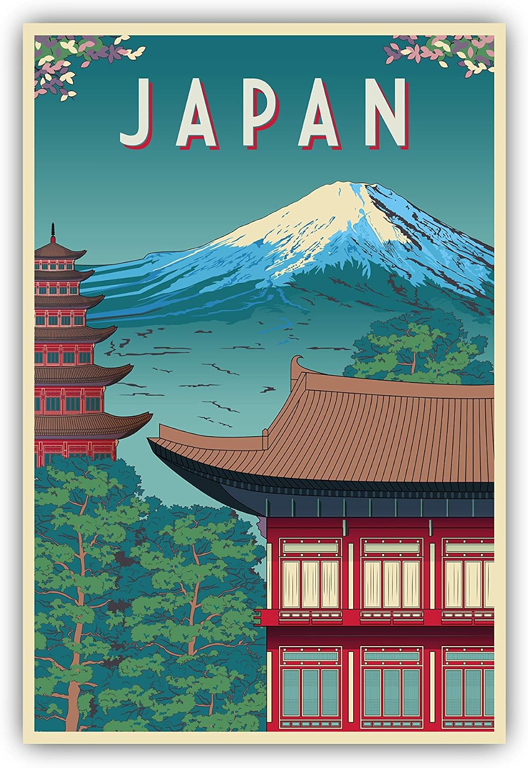 Japan, Retro Style Travel Poster, Vintage Rustic Poster Print, Home Office Wall Decoration, Japan Country Map Poster - 12 * 18 Inches