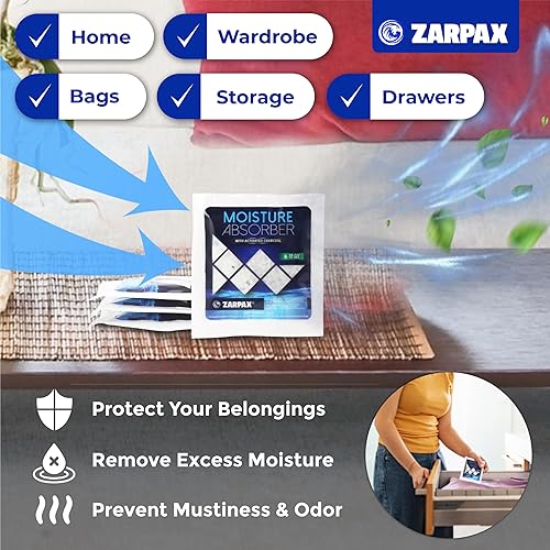 Miniatura 3 de Bolsas absorbentes de humedad carbón activado, 1.4 onzas, elimina el exceso de humedad en el aire, deshumidificador desecante para armario, cajón,