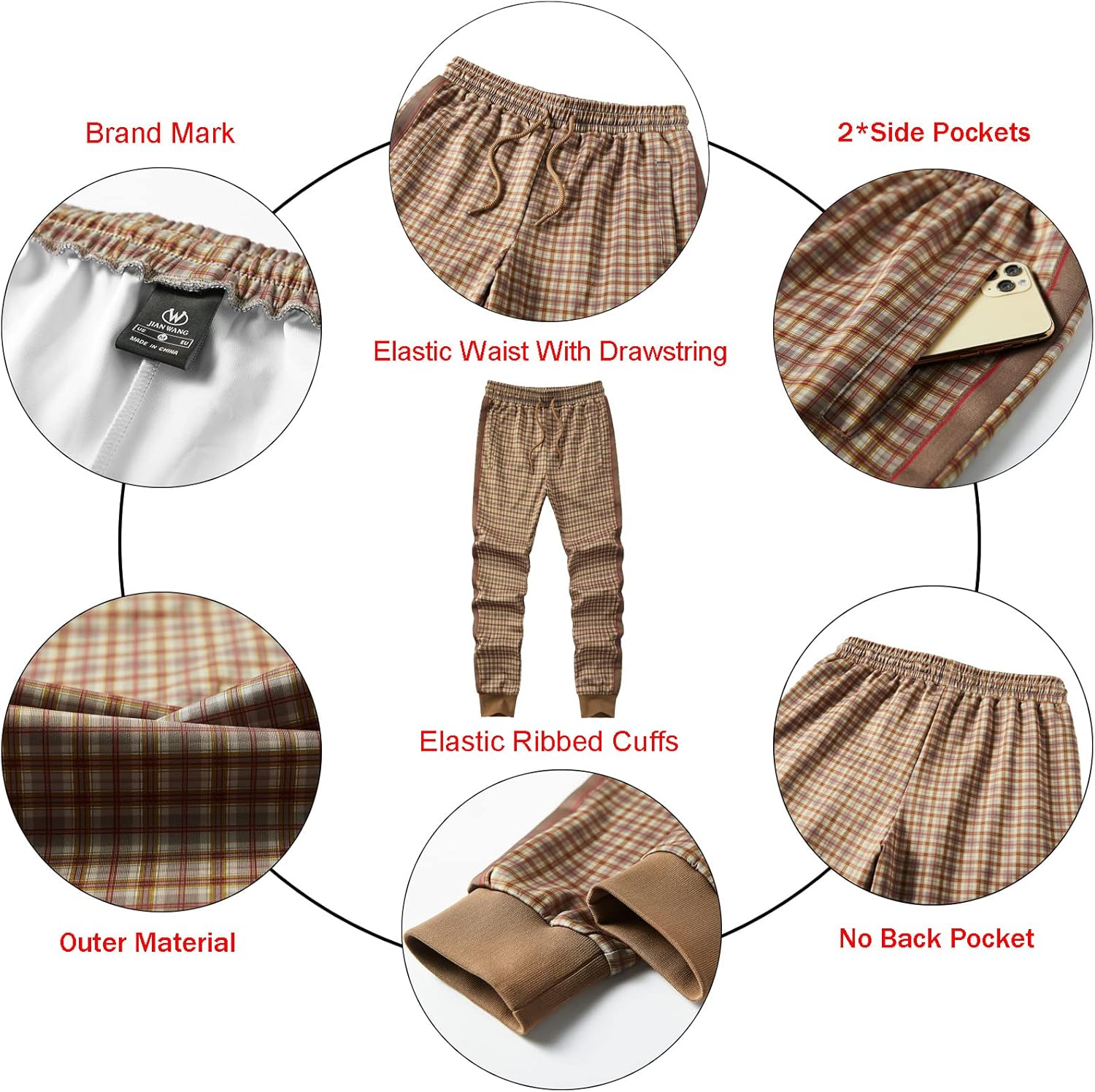 W JIANWANG Plaid Track Suits for Men Set Jogging Tracksuit Mens Sweatsuits Sport Jogger Sweat Suits Sports Clothes Outfits - Image 6