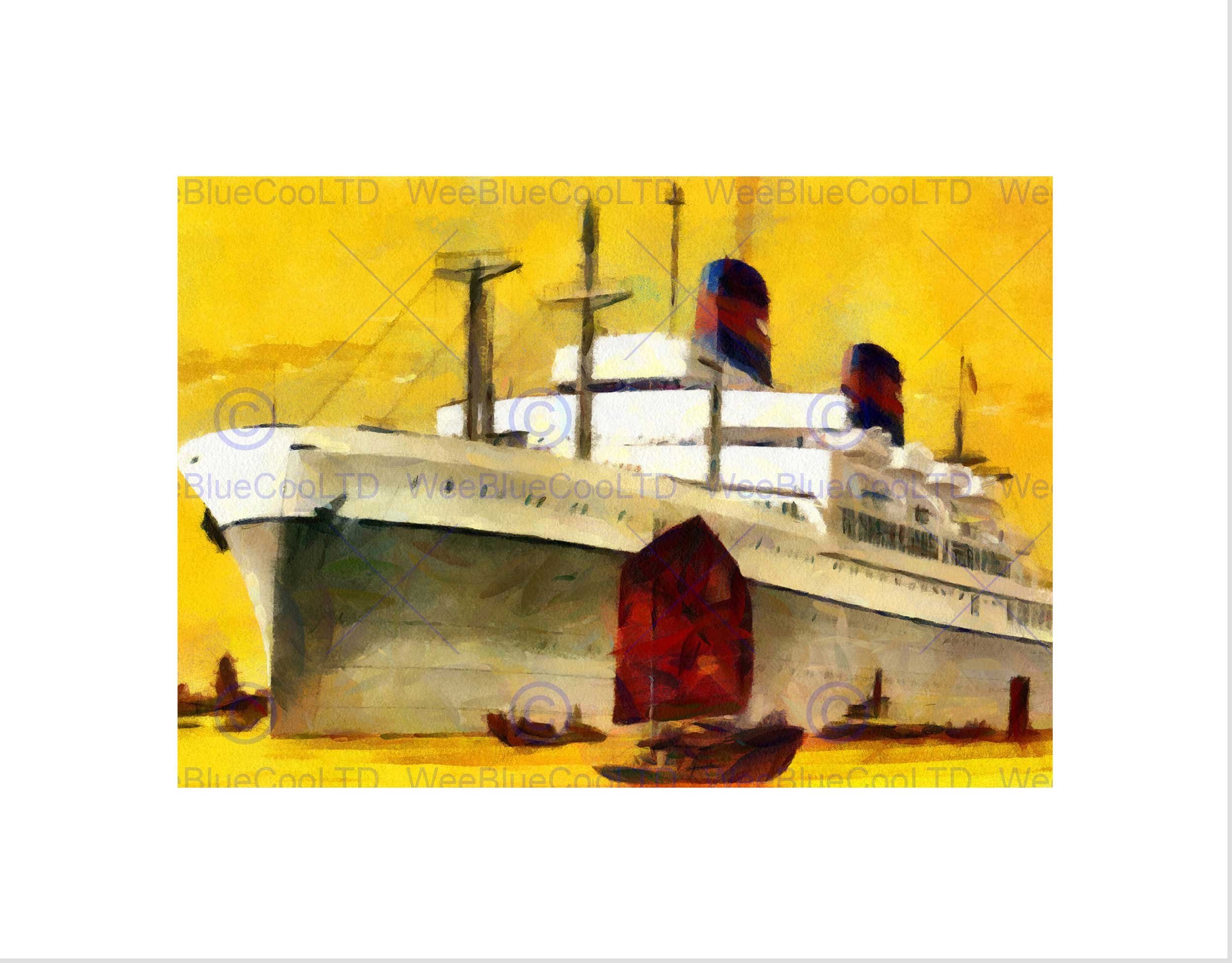Wee Blue Coo Ss President Wilson Cruise Ship Liner Watercolour Wall Art Print