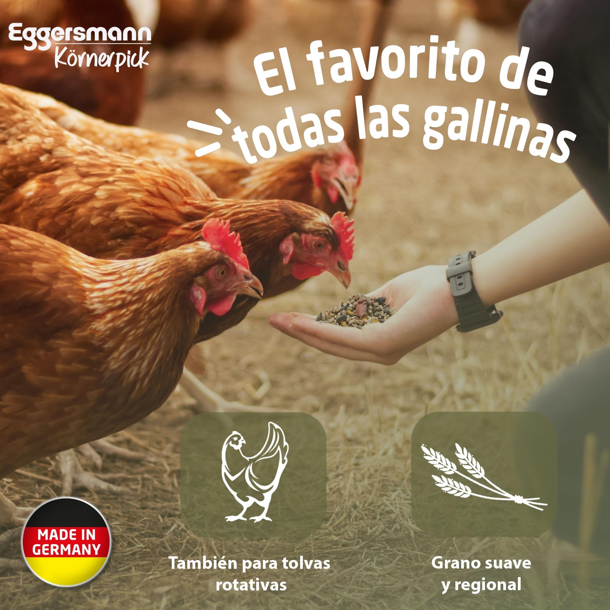 Eggersmann Körnerpick 25 kg de pienso para Pollos - Mezcla de Cereales estructurada con orégano - pienso básico para Aves - Mezcla de Cereales Premium para Pollo, Pato