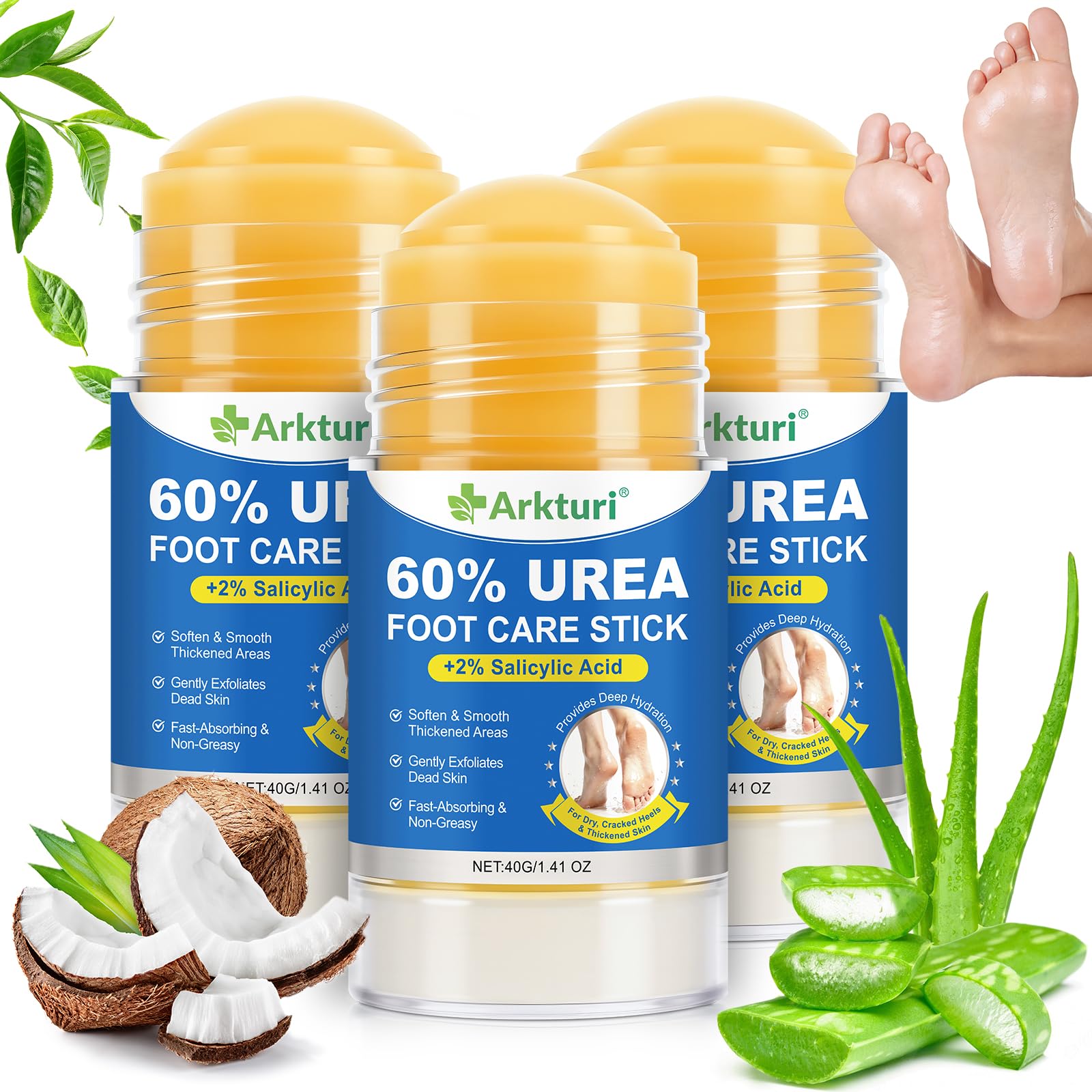 Crema Urea 60%, Crema para Pies Secos y Agrietados, Barra Reparadora Talones Agrietados, Manos y Codos, Suaviza Callos y Grietas, 40g (1PC) — view 11