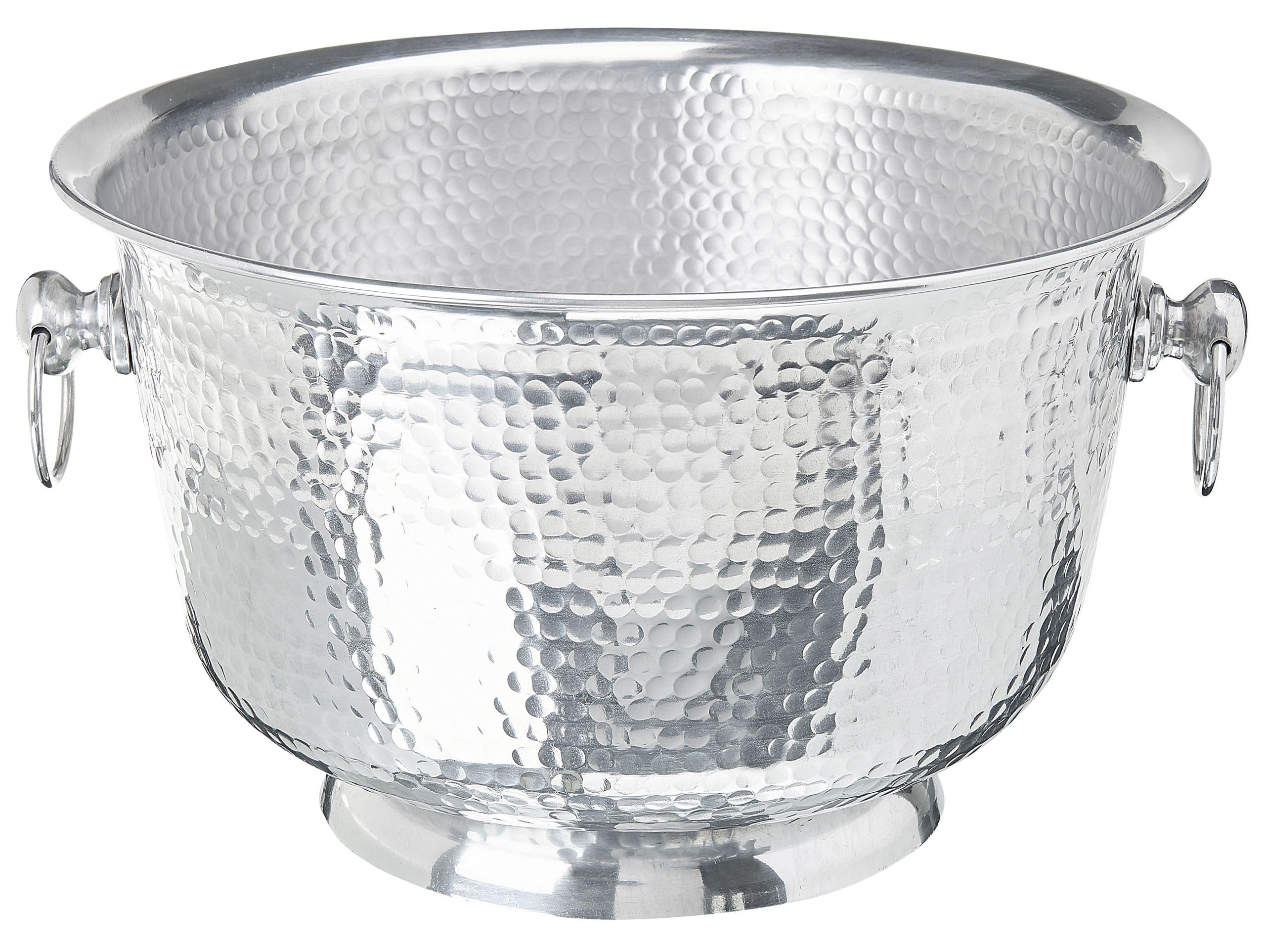 Seau Champagne pour Bouteilles en Métal Argent Glamour avec Poignées Pompéi