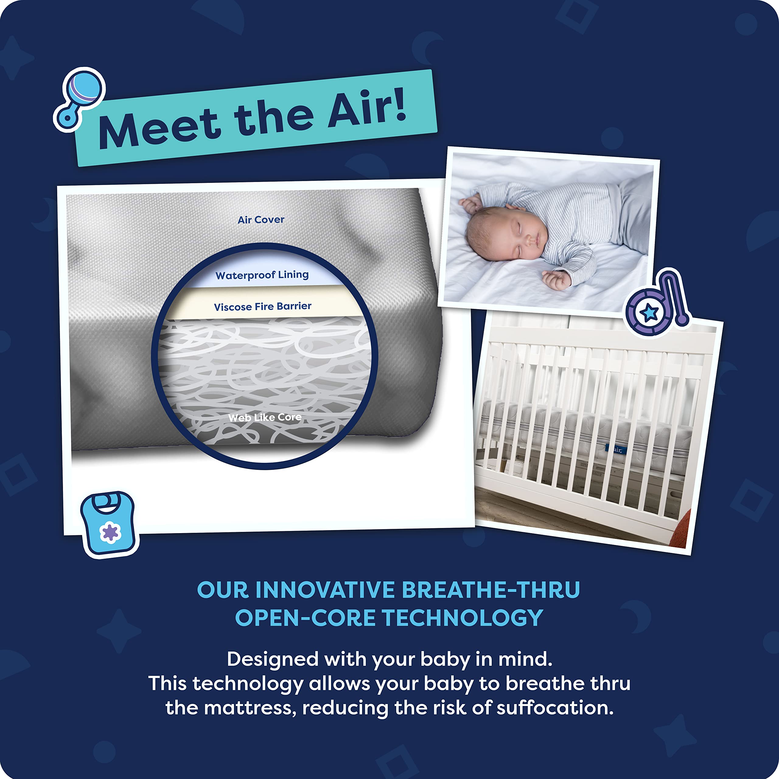 Moonlight Slumber Air Crib Mattress Breathable Crib Mattress for Baby