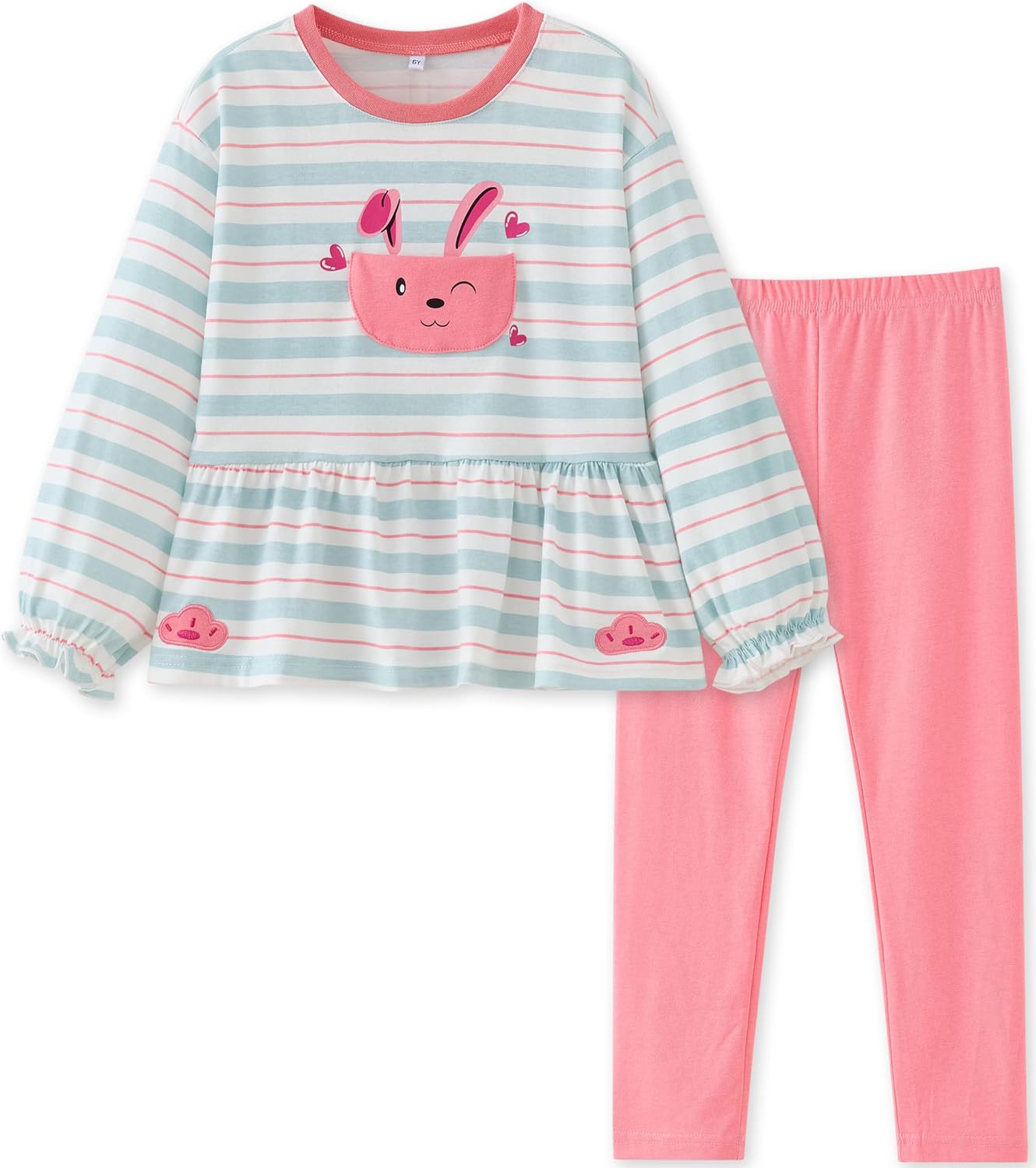 UMELOK Girls Clothing Set 2 Pcs Long Sleeve Ruffle Print Top and Leggings Fall Outfit Size 4-7 Years