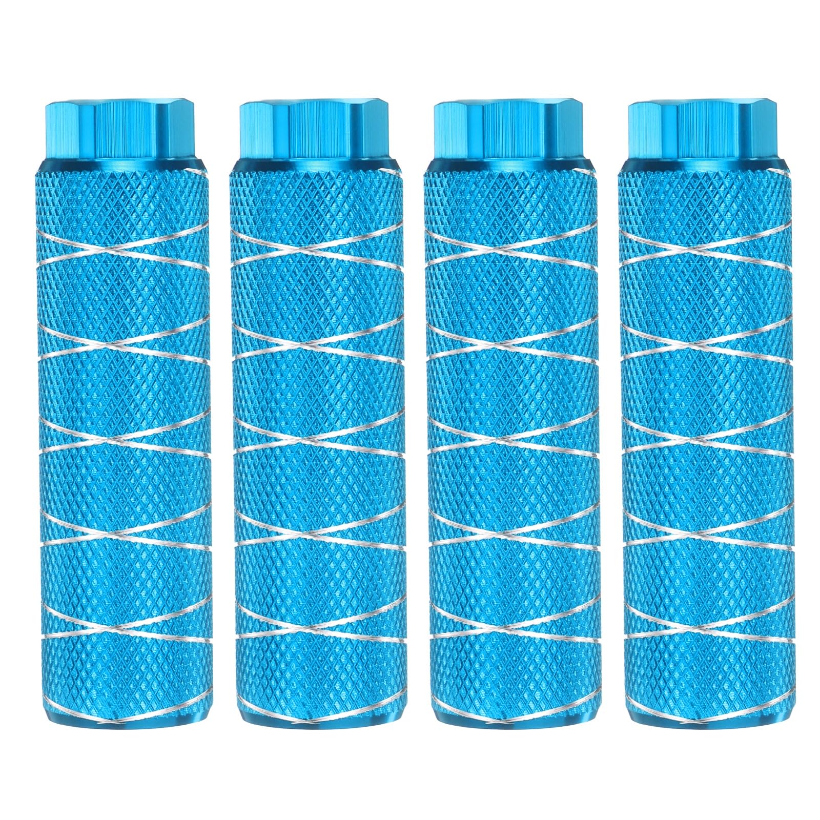 YELARXI Aluminum Alloy Bike Pegs, Anti-Skid Lead Foot Bicycle Rear Axle Pegs Durable Lightweight 3/8 Inch Axles & 4 Pcs & Light Blue- Fit for (Mountain Bike Cycling Rear Stunt Peg Fit)