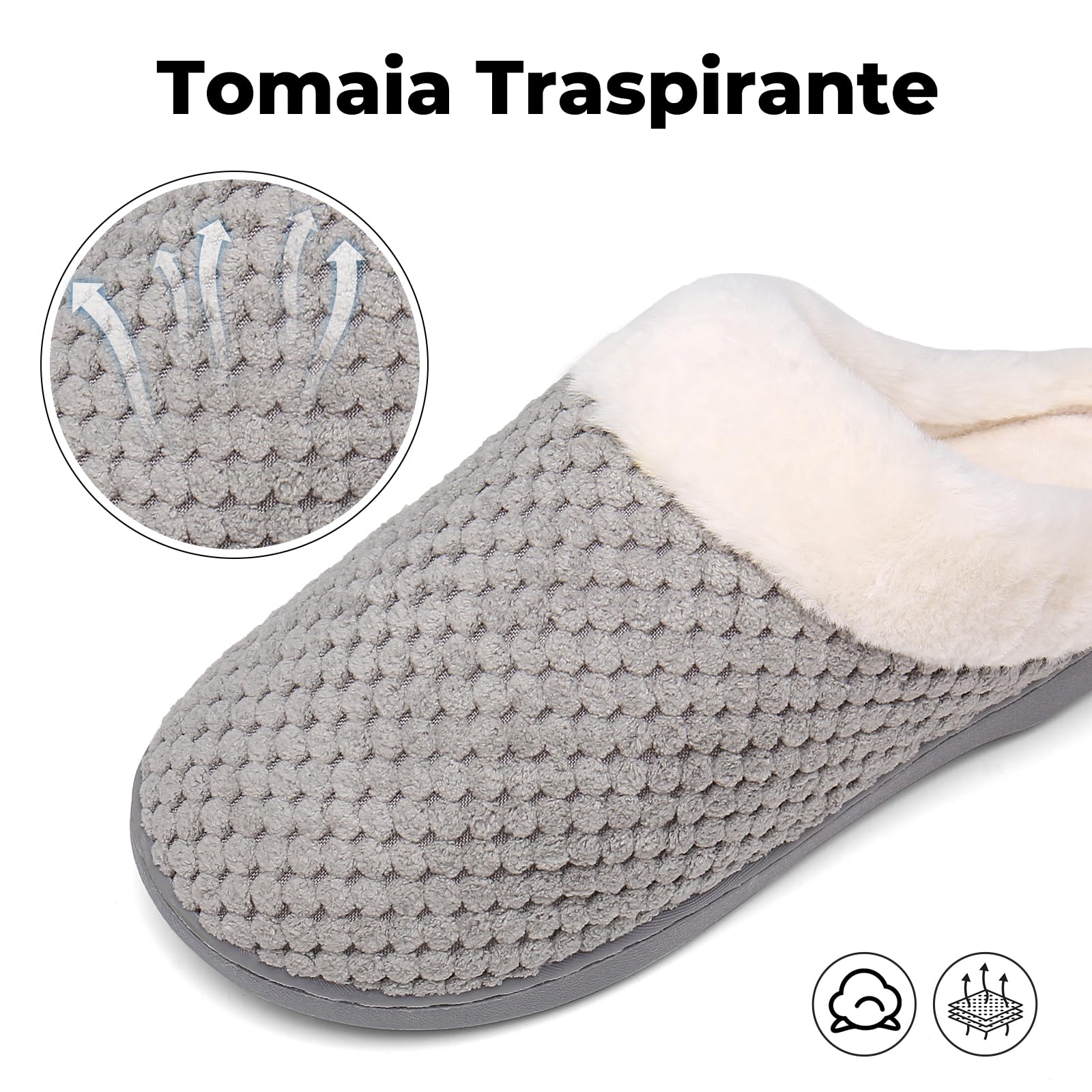 Mishansha Pantofole Donna Uomo Memory Foam in Caldo Cotone Scarpe da Casa