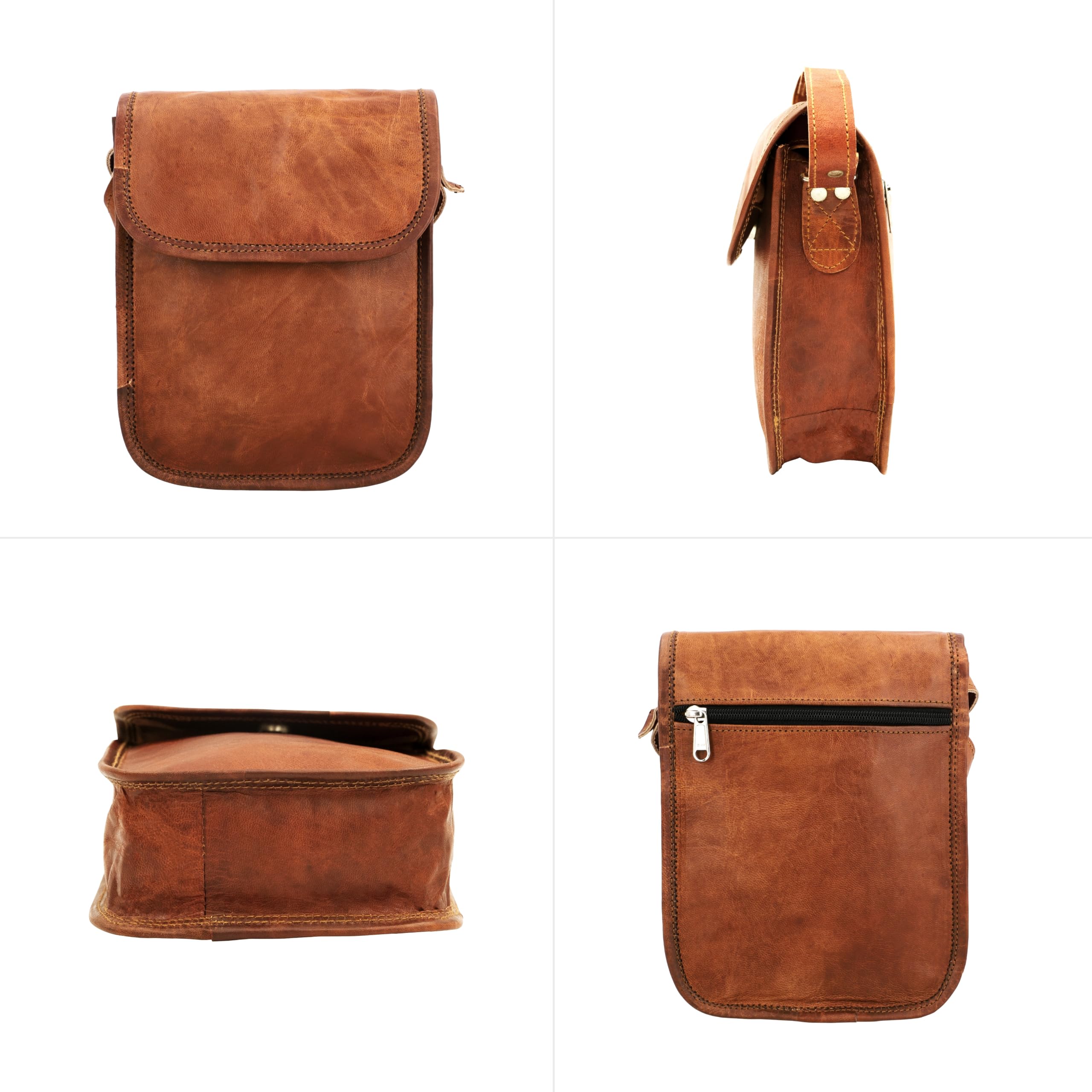 Gusti Cuero nature "Garan" Bolso Bandolera Auténtico Tablet 7,9" Universidad Trabajo Tiempo Libre Vintage Retro Mujer Piel de Cabra Marrón K66b