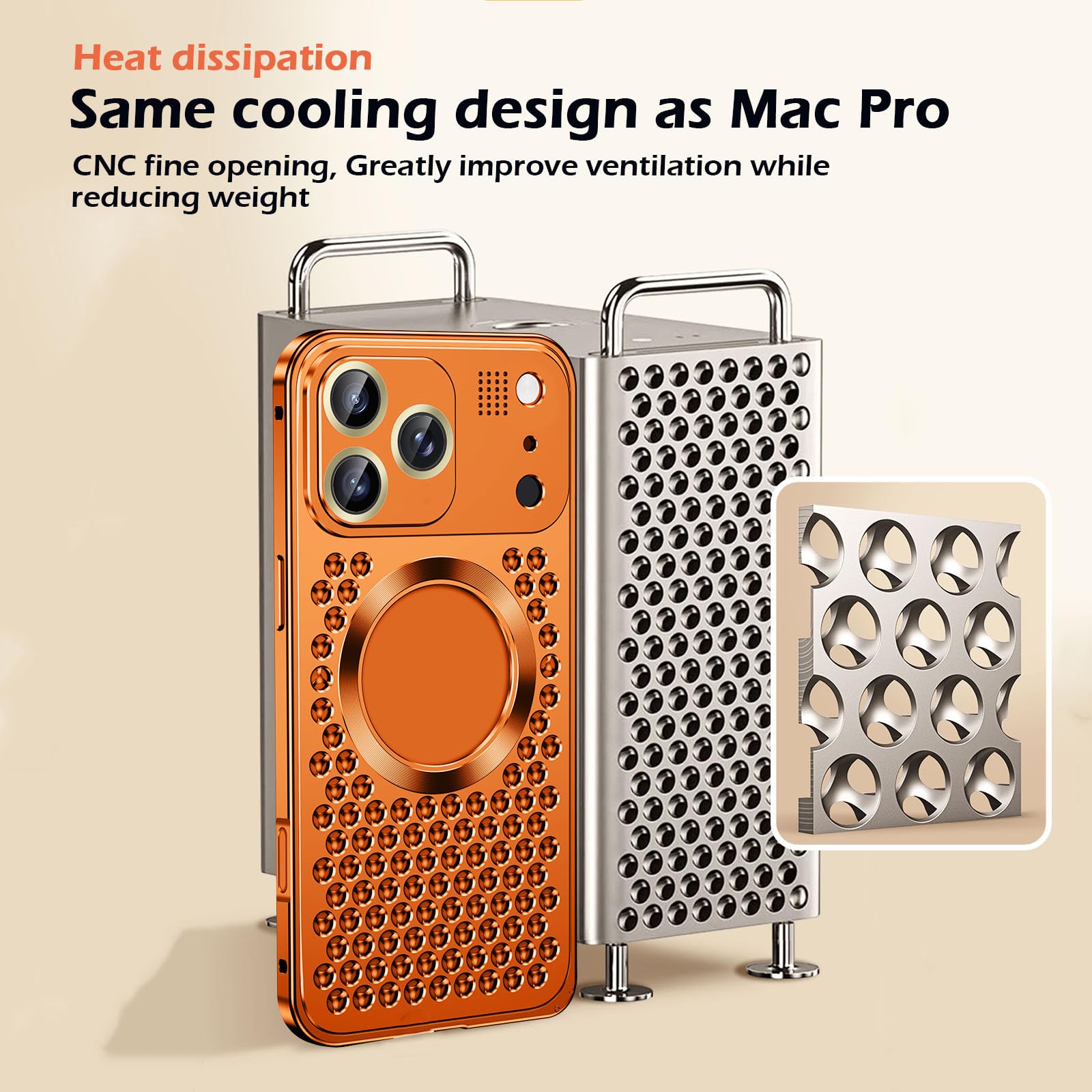 Etui na aromaterapię do iPhone'a 17, kompatybilne z MagSafe, wbudowany zapach oceanu, aluminium, metal, ultralekkie, puste, pełne pokrycie, ochrona aparatu, szare