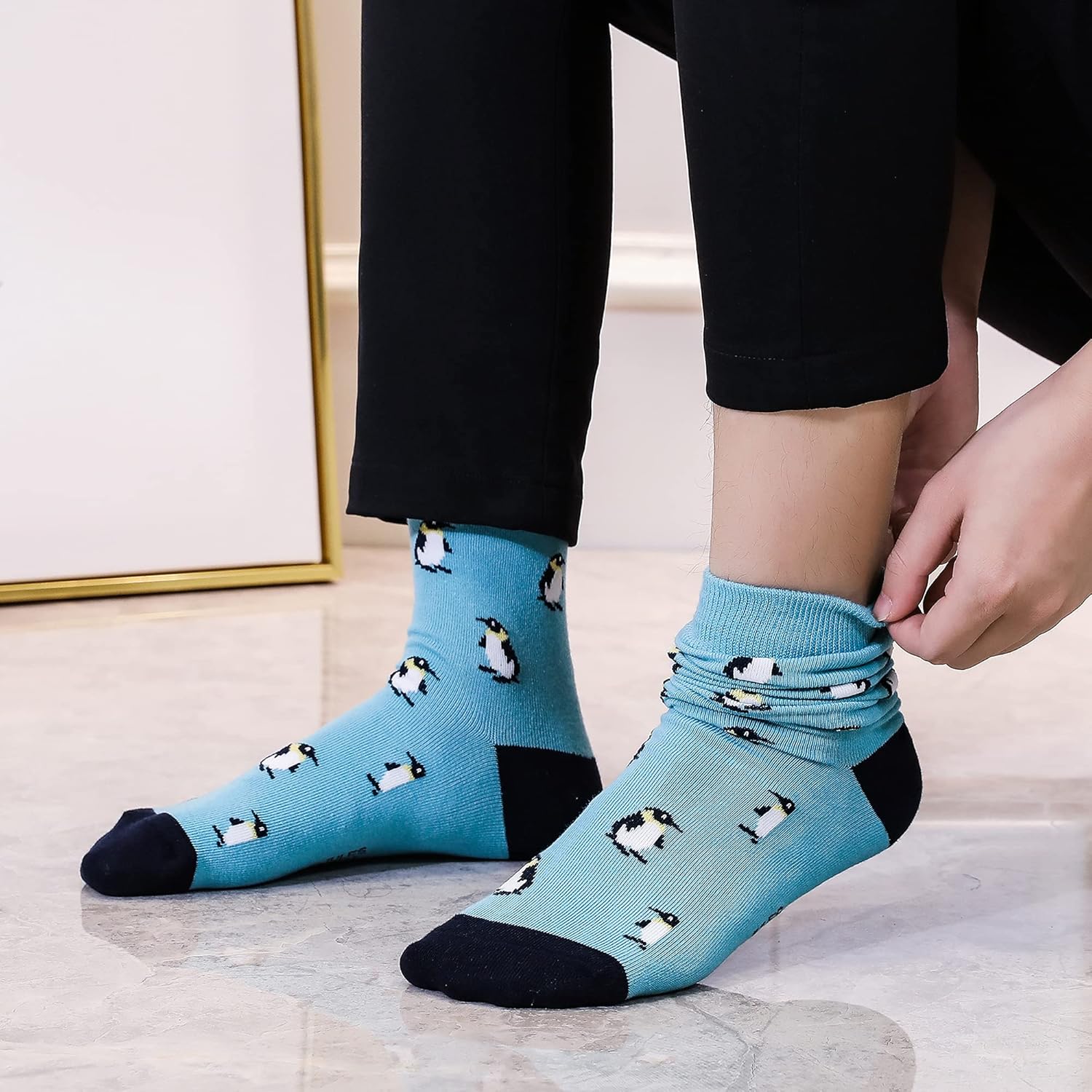 GLENMEARL Mens Dress Socks, 5 Pair Combed Cotton Colorful Patterned Funny Crew Socks for Men Comfort - Image 2