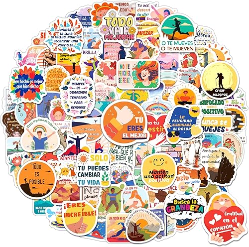 200 calcomanías motivacionales españolas para adultos y estudiantes, calcomanías inspiradoras para botellas de agua, afirmación positiva, citas